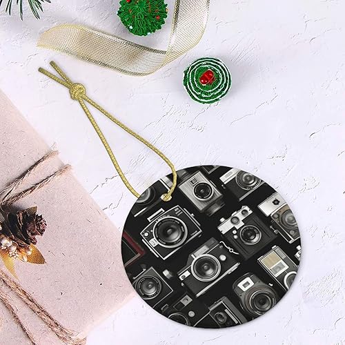 Miniatura 6 de Christmas Ornament 2.9" Christmas Tree Ceramic Round Pendant Retro Cool Camera Collection Christmas Tree Hanging Ornament Accessories 2025 Christmas