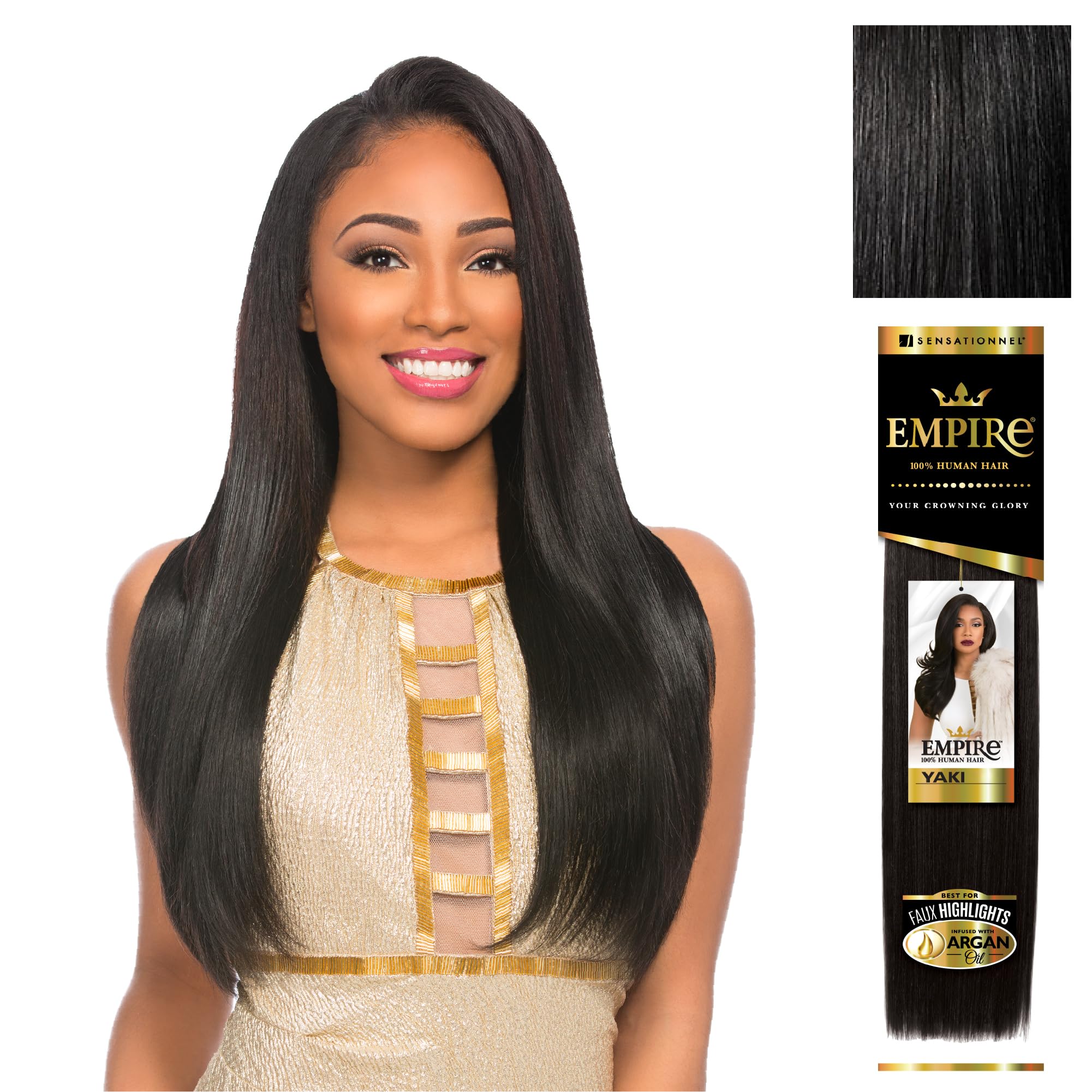 Sensationnel Empire Yaki Human Hair,1 Pack 12 inch, M280