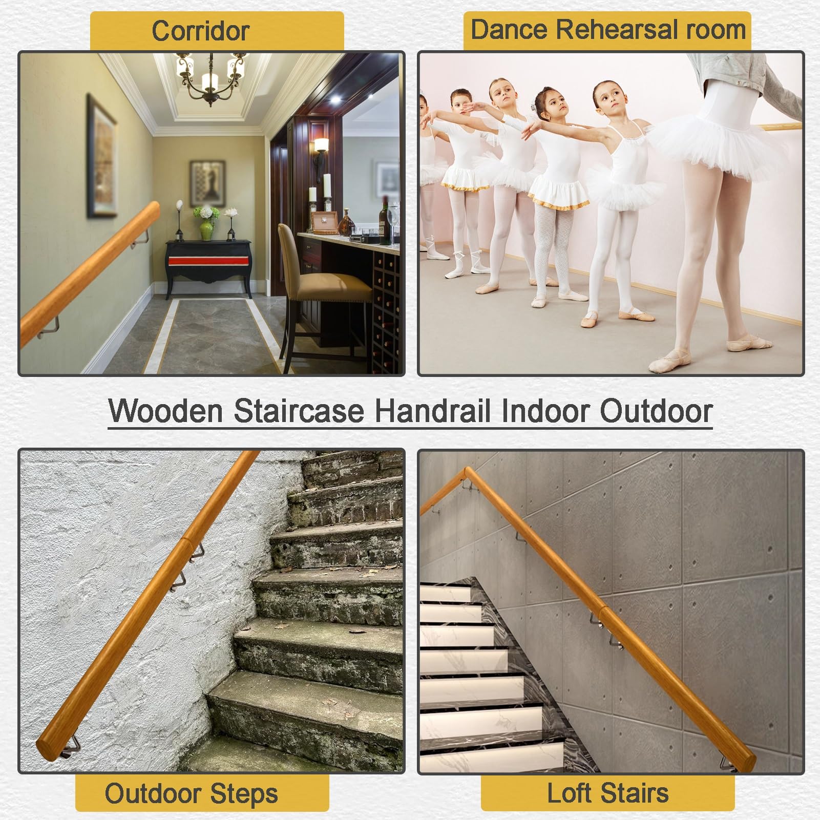 Drewniane il do schodów wewnętrznych montowane na ścianie przemysłowe balustrady schodowe antypoślizgowe okrągłe rury poręcze ręczne 0,3 m Loft Grab Bar