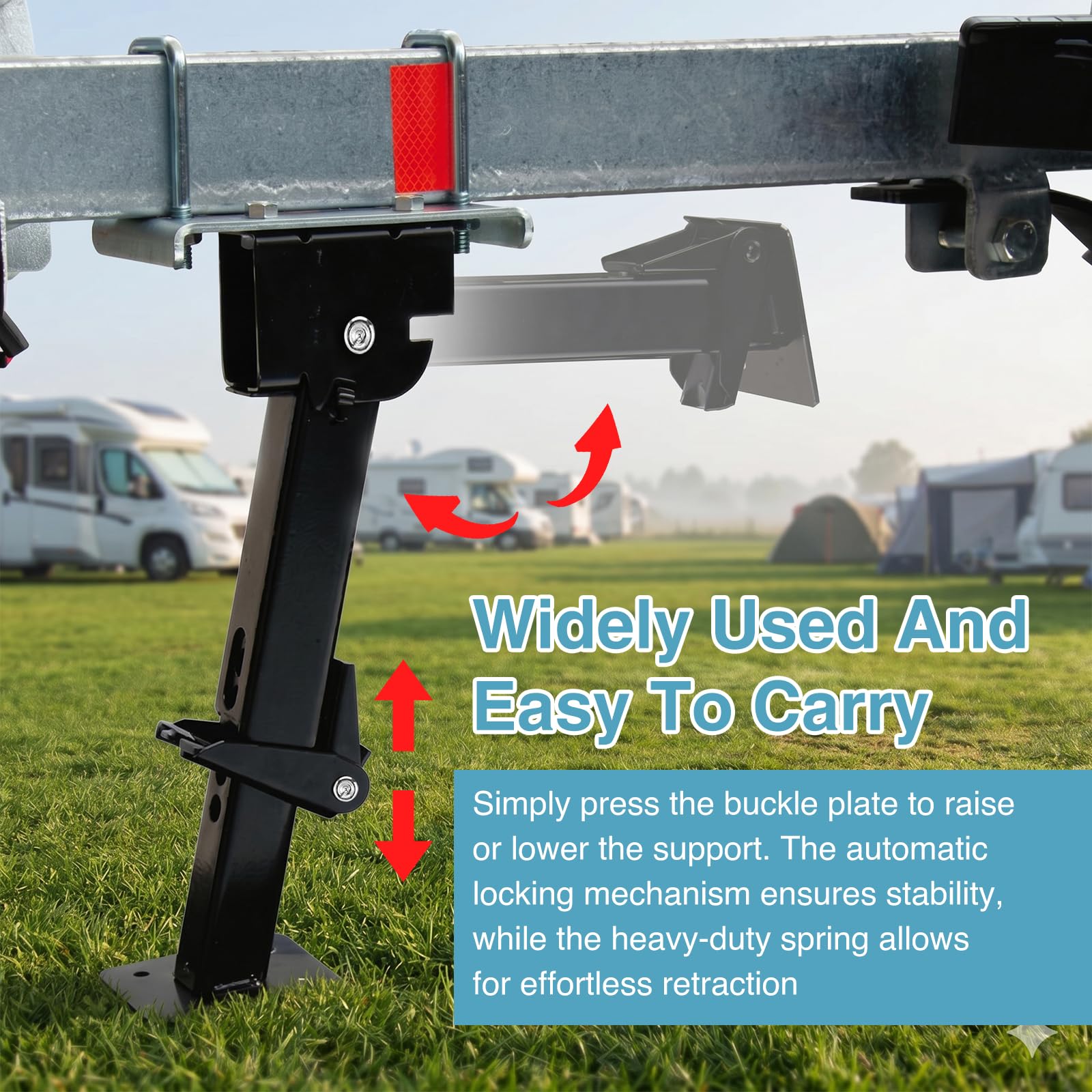 Lot de 2 stabilisateurs de remorque pour camping-car - Cric de remorque avec capacité de charge de 450 kg - Support de manivelle avec support de serrage - Supports de remorque pour camping-cars et