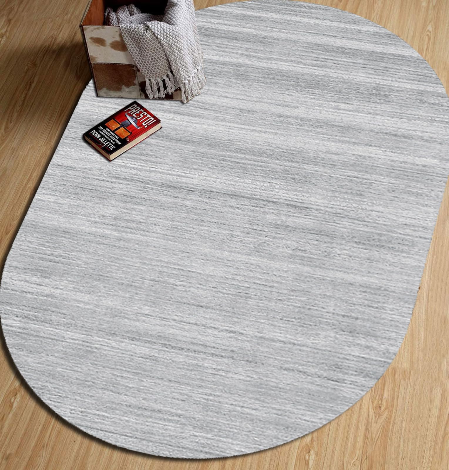 Moderner Anti-Rutsch-Teppich Designer-Teppich Großer ovaler Teppich Wohnzimmer Schlafzimmer Esszimmer Schutzmatten Minimalistisch Grau, 160 x 230 cm