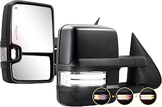 Towing Mirrors Switchback Lights for 2003 2004 2005 2006 2007 Chevy Silverado Suburban Yukon Tahoe GMC Sierra Cadillac Escalade with Turn Signal Light Running Lights Power Glass Backup Lamp Heated