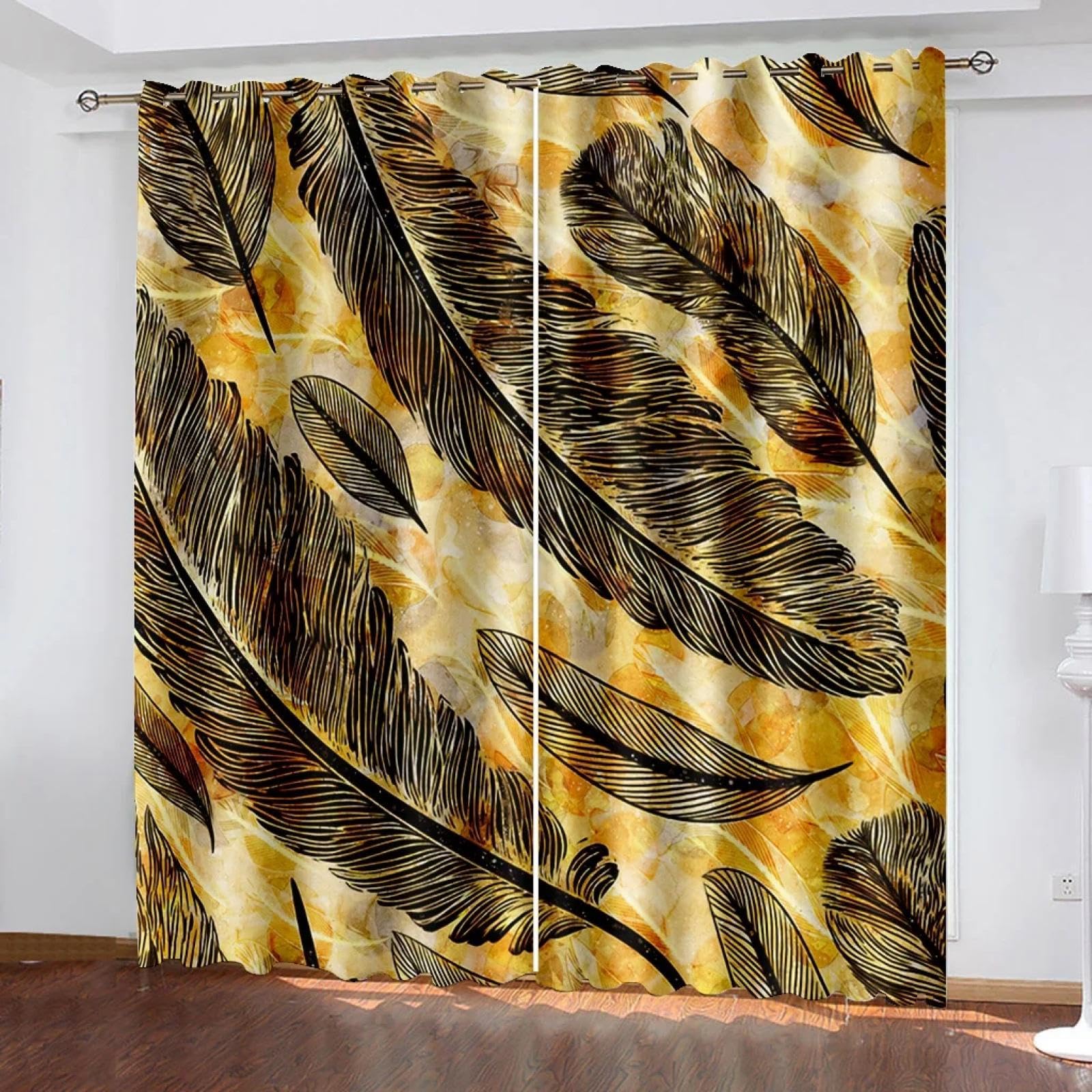 Rideau polyester occultant contre la lumière du jour et vis-à-vis motif paon 264x241cm