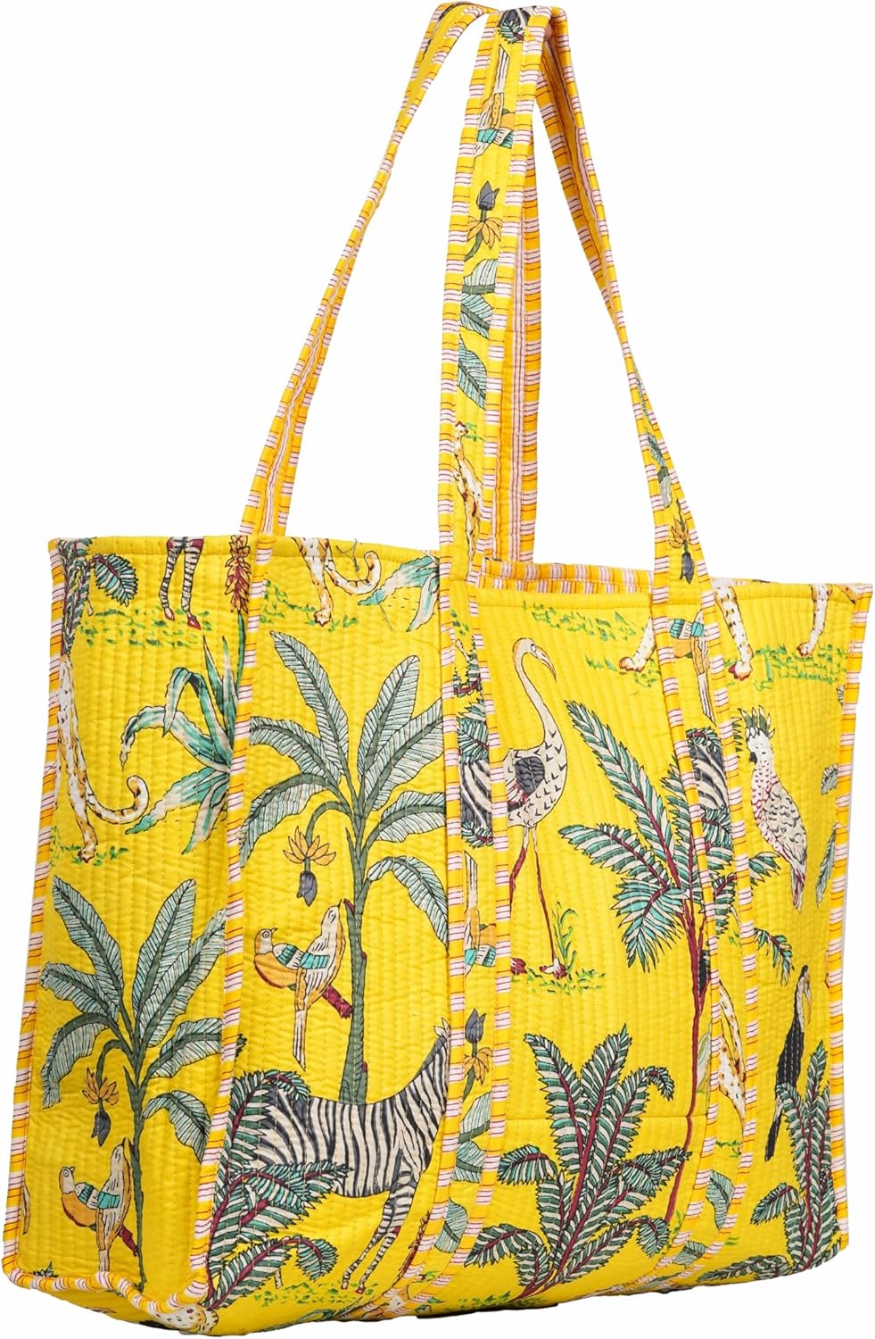 INDACORIFY Vintage Large Multi Color Quilted Bridesmaid Tote Bag Holiday Carry Everyday Use Bag Cotton Printed Shopper Bags For Women - Image 4