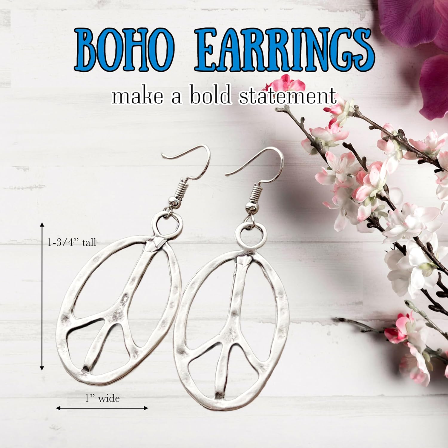 Peace sign earrings peace symbol charm earrings silver or bronze hippie necklace - Image 4