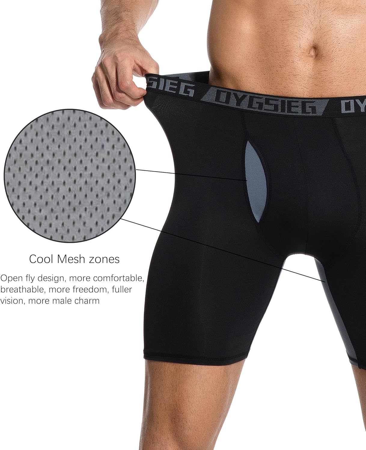 OYGSieg Men's Boxer Briefs,Fly with Built-in Total Support Pouch Moisture-Wicking Odor Control Cool Underwear for Men 5-Pack - Image 3