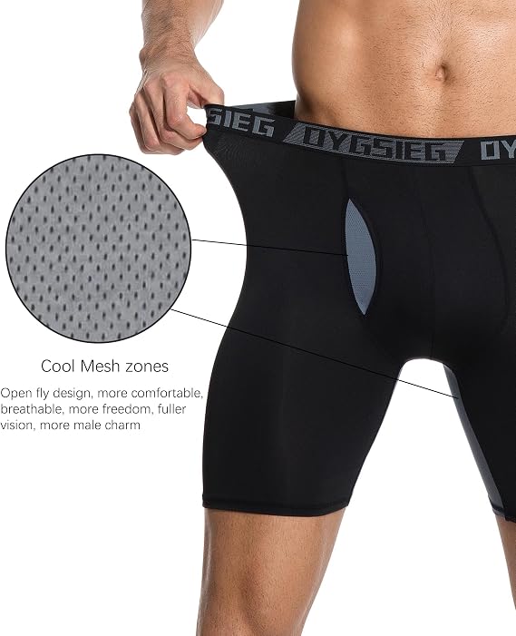 OYGSieg 5 Pack Men's Boxer Briefs, Fly with Built-in Total Front Support