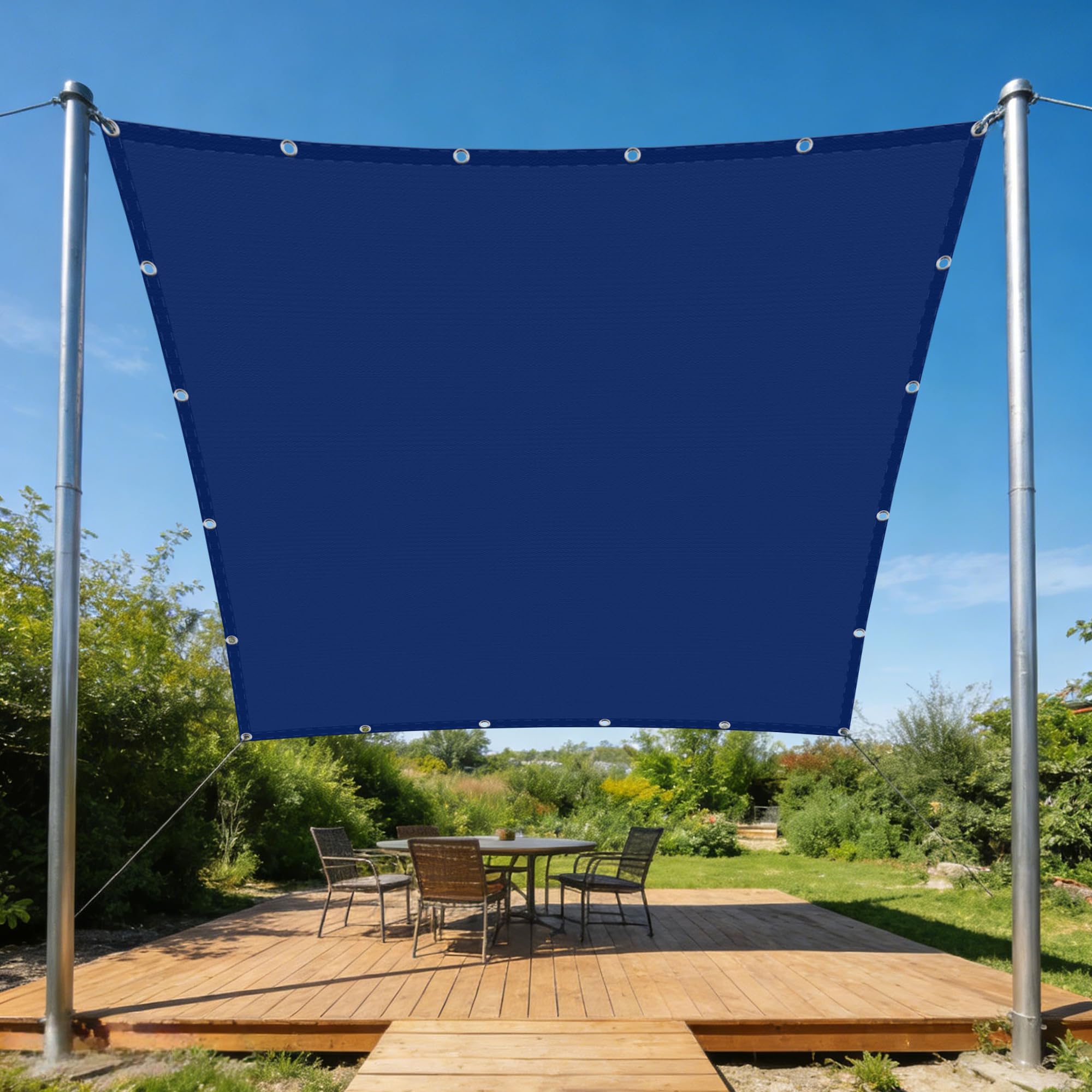 Voile ombrage respirant 360x500 protection UV bleu foncé extérieur jardin