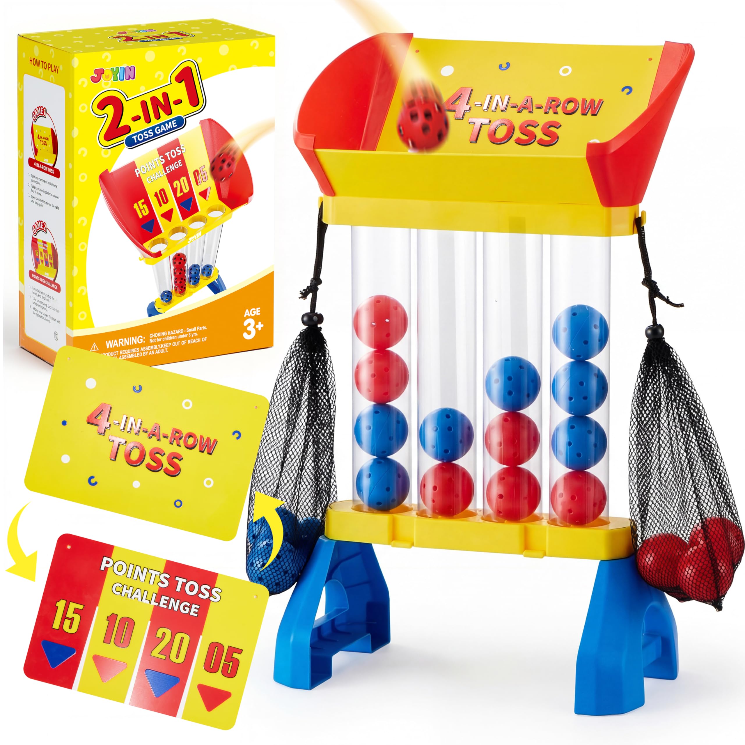 JOYIN 4-in-a-Row Floor Giant Game - Wurf- und Punktespiel für Kinder ab 3 Jahren, Indoor- und Outdoor-Hofspiele, tragbares Partyspiel für Zuhause, Rasen, Strand und Camping Essentials