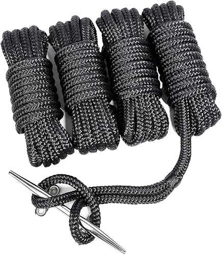 Miniatura 5 de Línea de muelle de nailon de doble trenzado de grado marino de 12 pulgadas x 15 pies con ojal de 12 pulgadas. Cuerda de amarre de cuerda de barco de