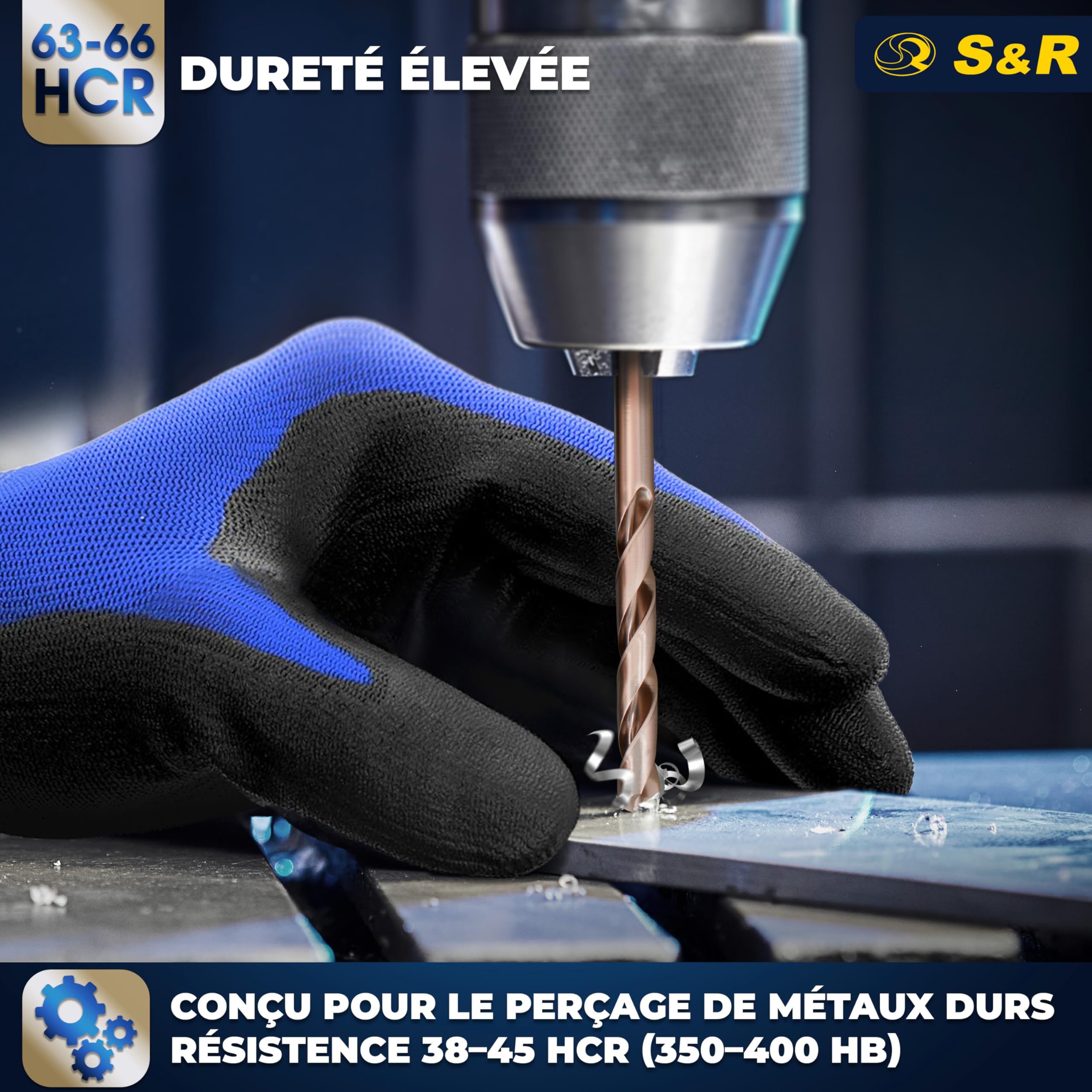 S&R Forets à Métaux HSS Cobalt 1-6,5 mm Set 13 Pièces DIN 338 Coffret Métal