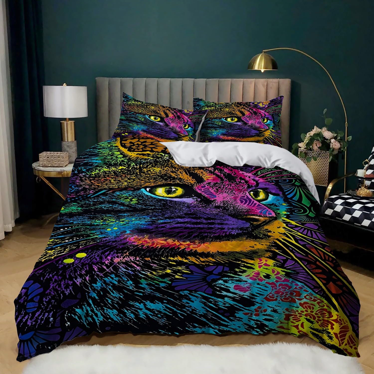 Housse de couette 240x260 cm douce et anti-plis en microfibre hypoallergénique
