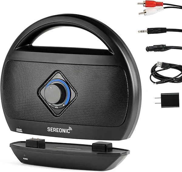 Portable Wireless TV Speakers - Ideal for TV Watching Without The Blaring Volume - Wireless Speakers Designed for Hard of Hearing, Elderly, and Seniors