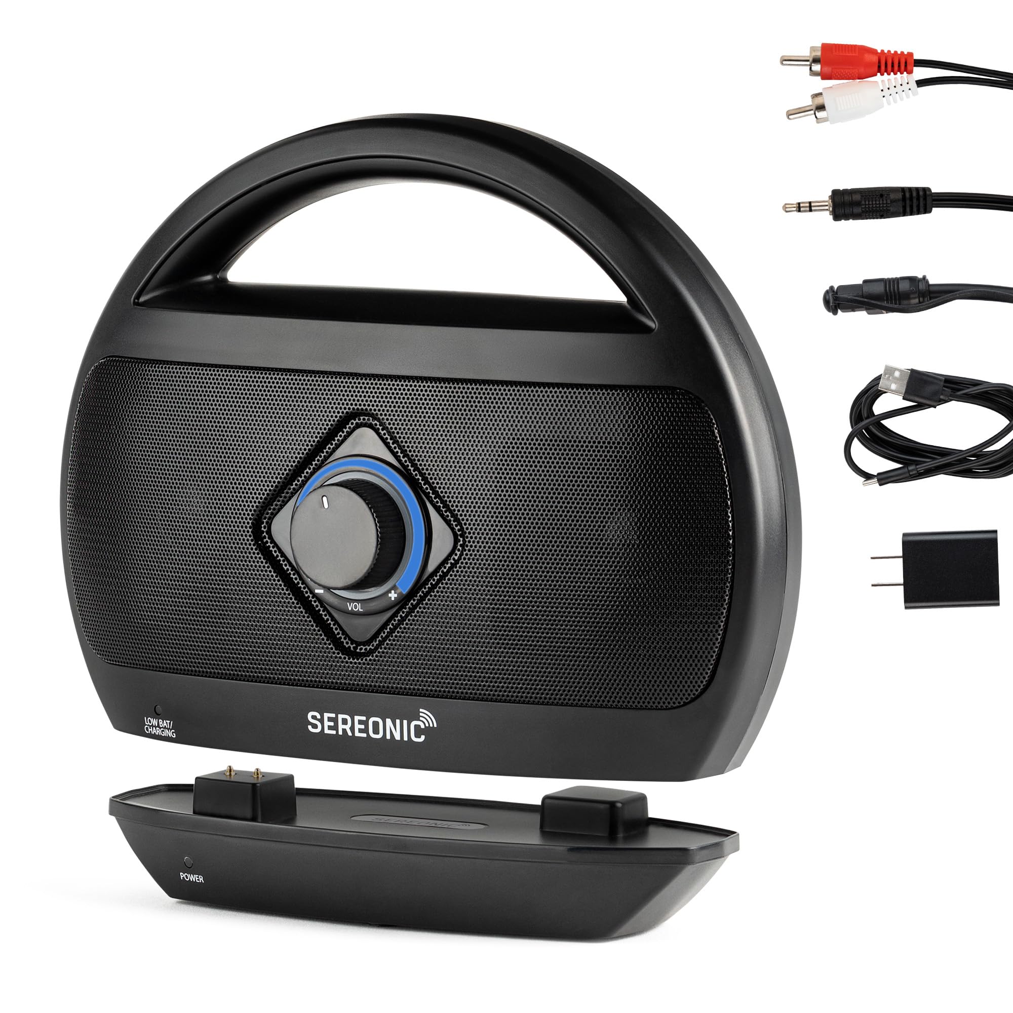 Portable Wireless TV Speakers - Ideal for TV Watching Without The Blaring Volume - Wireless Speakers Designed for Hard of Hearing, Elderly, and Seniors