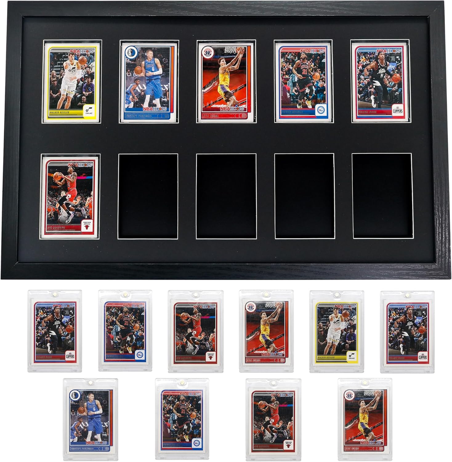 Trading Card Display Frame for 10 Standard Cards with Plexiglass, Sports Collect Holder for Baseball Basketball Football Hocky Cards