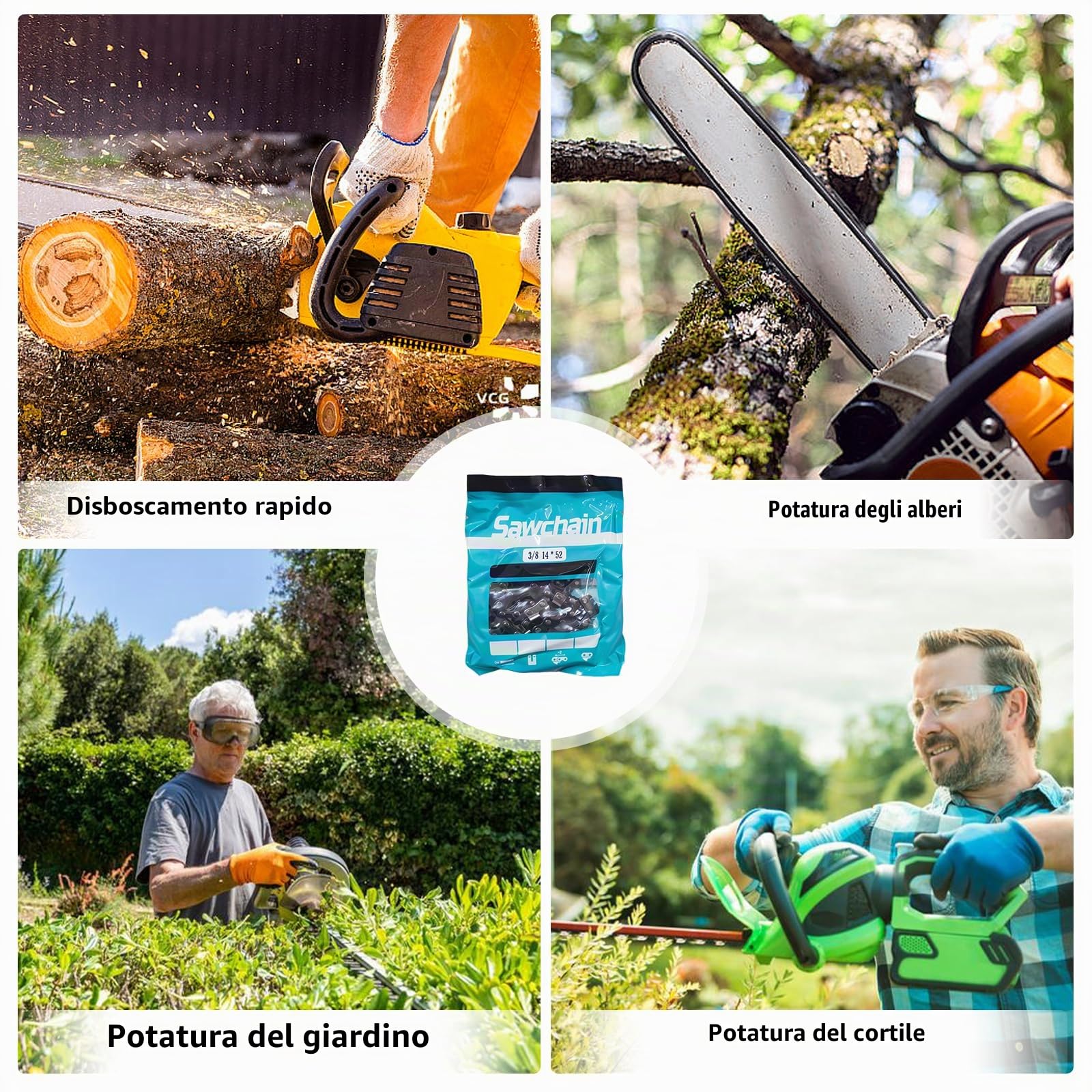 3 x catena motosega 35 cm, 3/8" LP 52 maglie calibro 1,3 mm – catena di ricambio antirimbalzo per guida da 14 pollici, compatibile con Husqvarna Dolmar Einhell Makita Hitachi Oregon