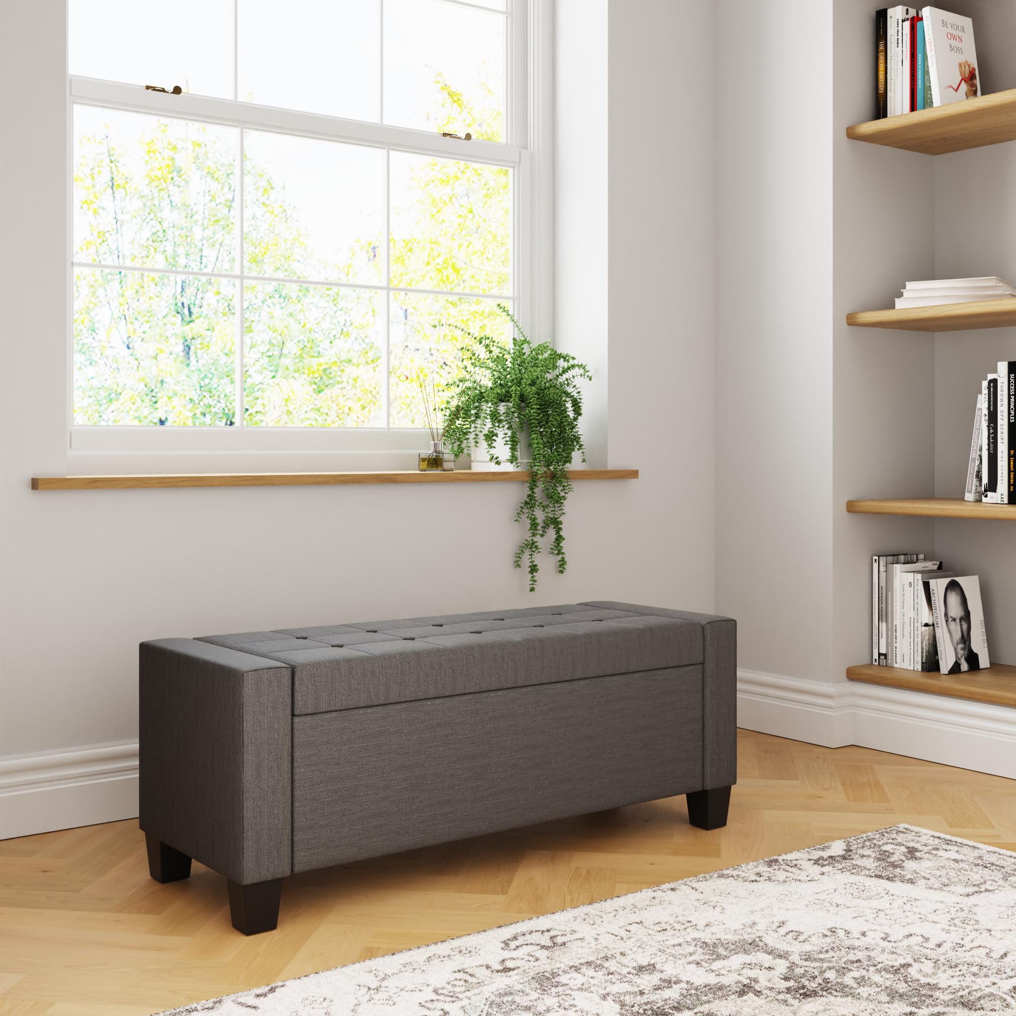 Verona Ottoman Bench - Charcoal
