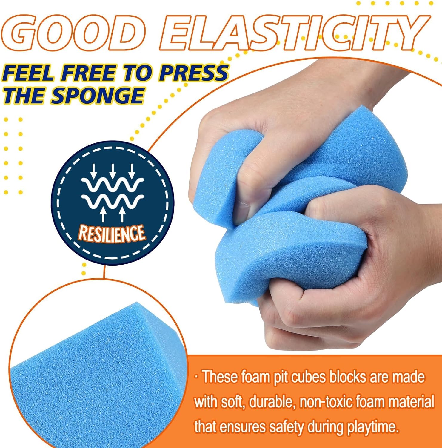 Foam Pit Blocks Foam Padding Sponge Pit Cubes Sponge Blocks for Amusement Park Gymnastics Freerunning and Parkour Courses - 24PCS 5" x 5" x 5" (Dark Blue)