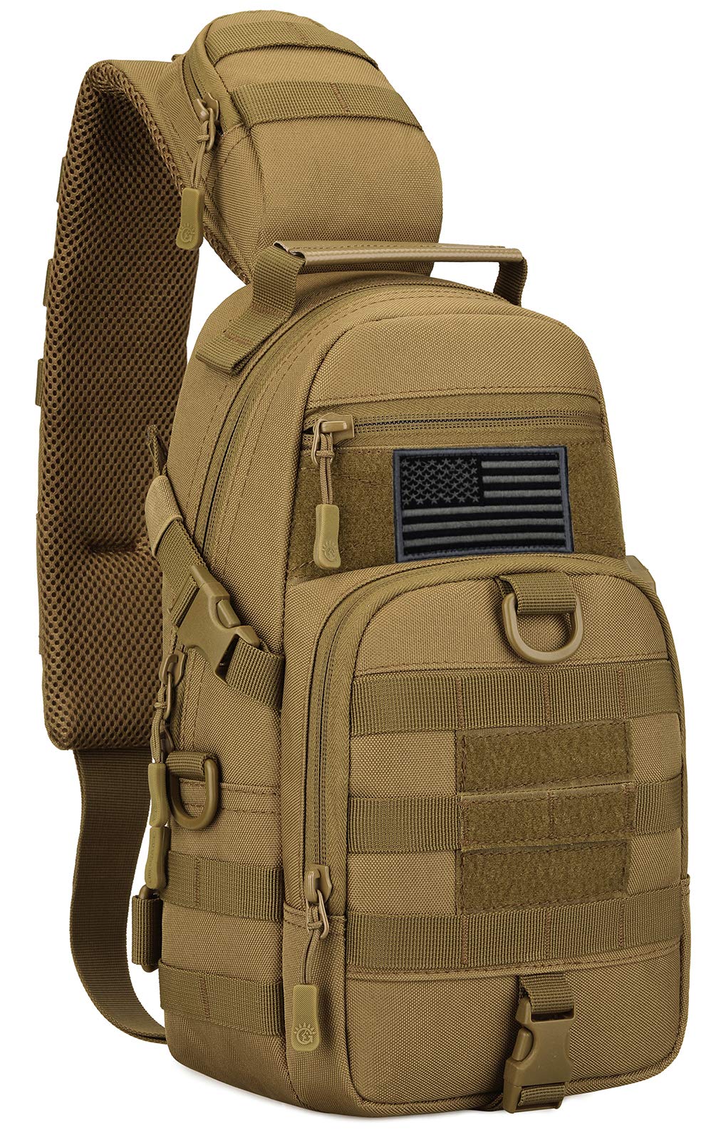 Protector Plus Tactical Sling Bag Military MOLLE Crossbody Packs Chest Shoulder Backpack (Patch Included)