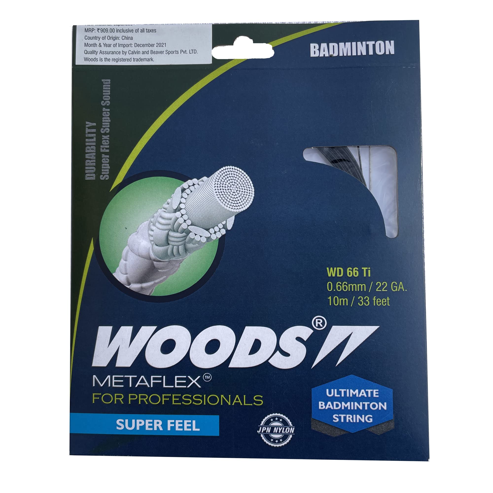 WOODS METAFLEX PRO Badminton Strings, 0.66mm / 22 GA (WD 66 Ti, 10m / 33 Feet) (Black) (B09RKMD9SC) Amazon Price History, Amazon Price Tracker