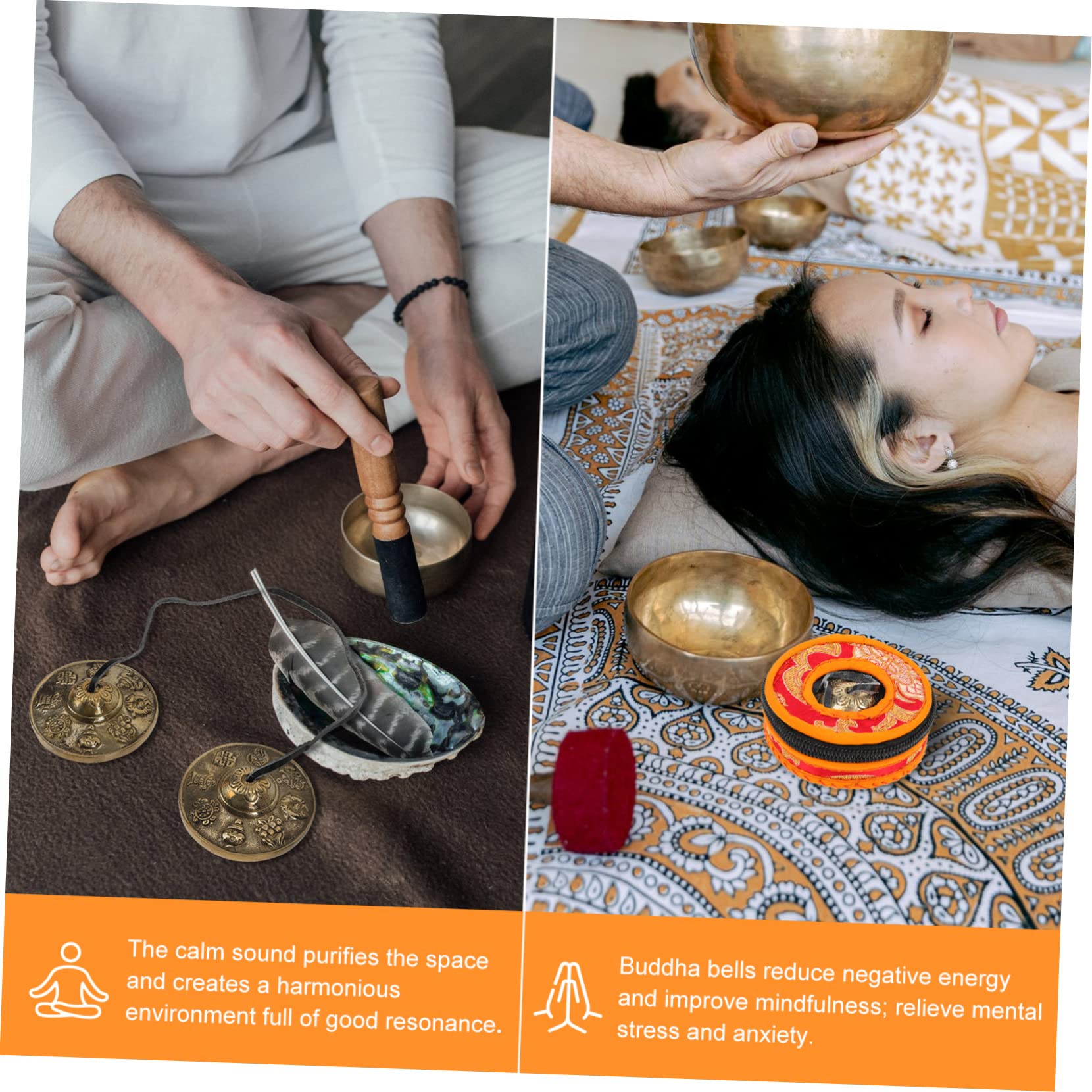 ibasenice Cymbale à Doigt en Cuivre Instrument de Percussion Créatif pour Contemplation et Yoga Accessoire Zen Facile à Transporter pour Relaxation et Pratique Spirituelle