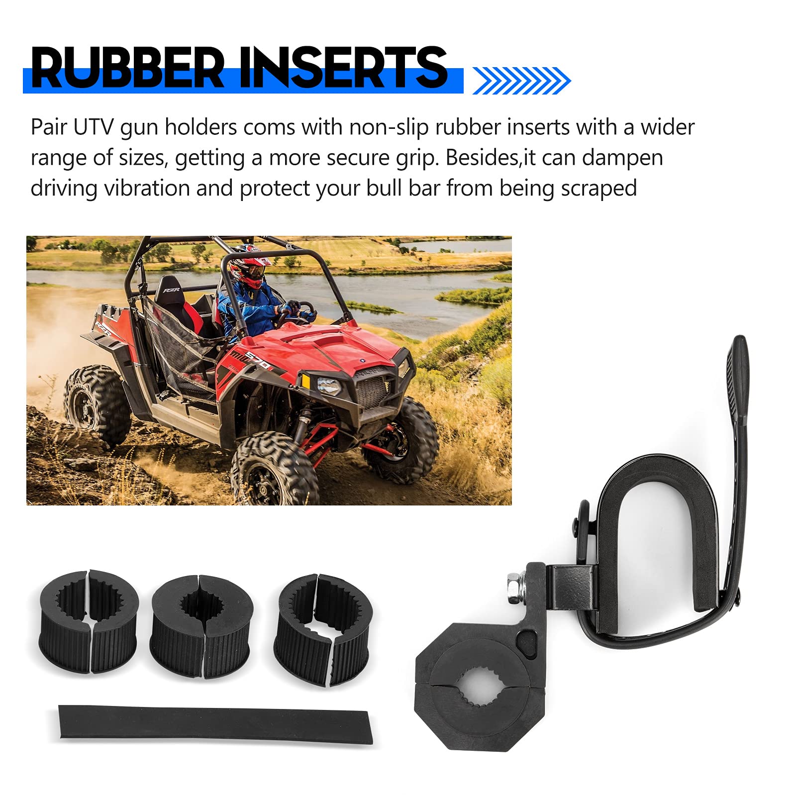 ATV Tool Grip Rack UTV Tool Holder Grip Mount - Black Pair For - Foto 7