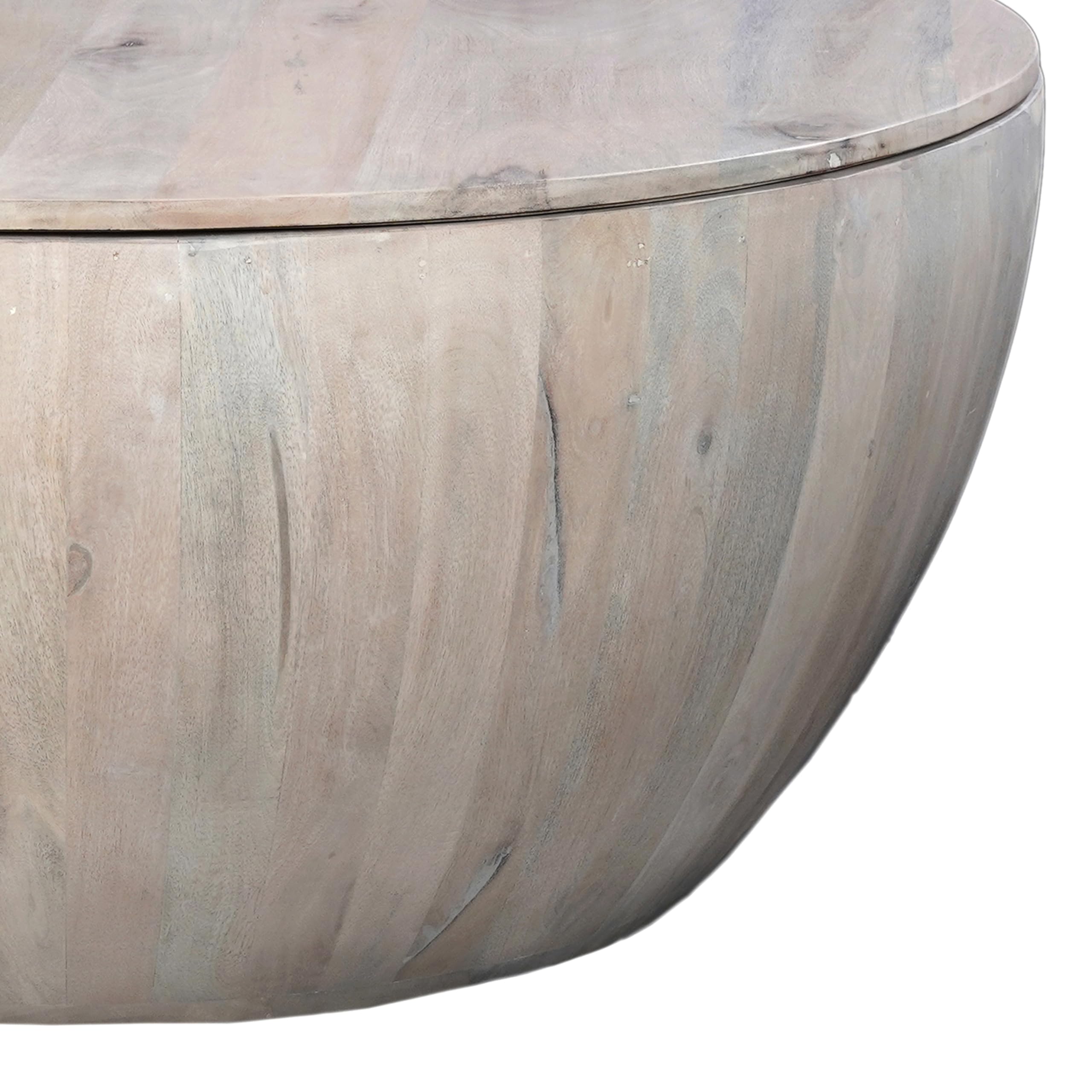 The Urban Port 37 Inch Round Coffee Table, Handcrafted Drum Shape with ...