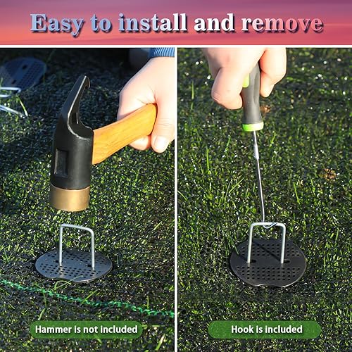 Miniatura 5 de Gtongoko Grapas de paisaje de 6 pulgadas, calibre 11, 50 estacas de jardín + 50 juntas + 1 gancho de recogida, estacas galvanizadas para patio para