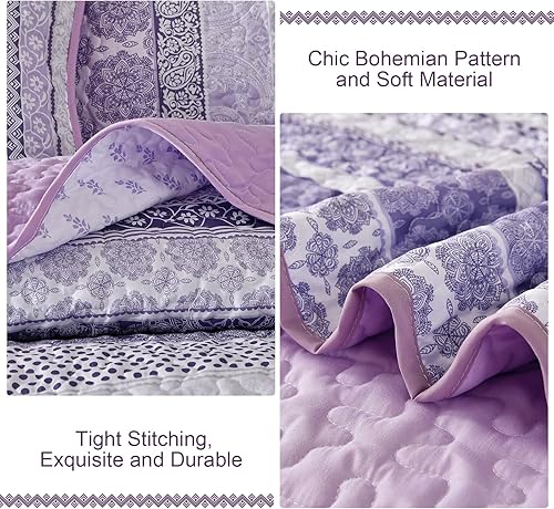 Miniatura 6 de WONGS BEDDING Juego de edredón bohemio tamaño King, juego de edredón bohemio de 3 piezas, juego de ropa de cama ligero para todas las estaciones