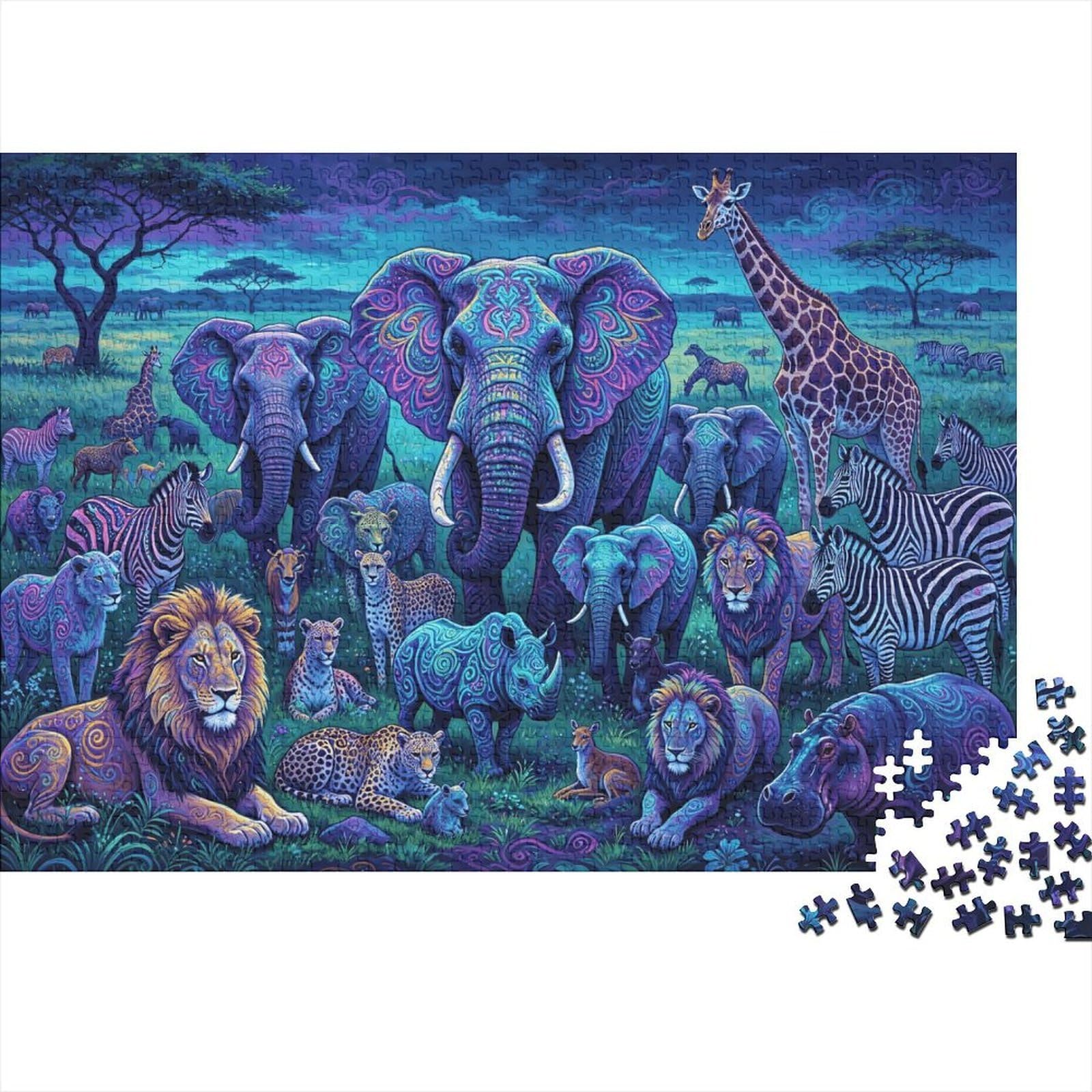 Safari Herd 1000 Piece Jigsaw Puzzle Recycled Paper Wildlife Kingdom Adult Jigsaws Impossible Hard Difficult Challenging Relieve Senile Dementia Fun 38x26cm/1000pcs