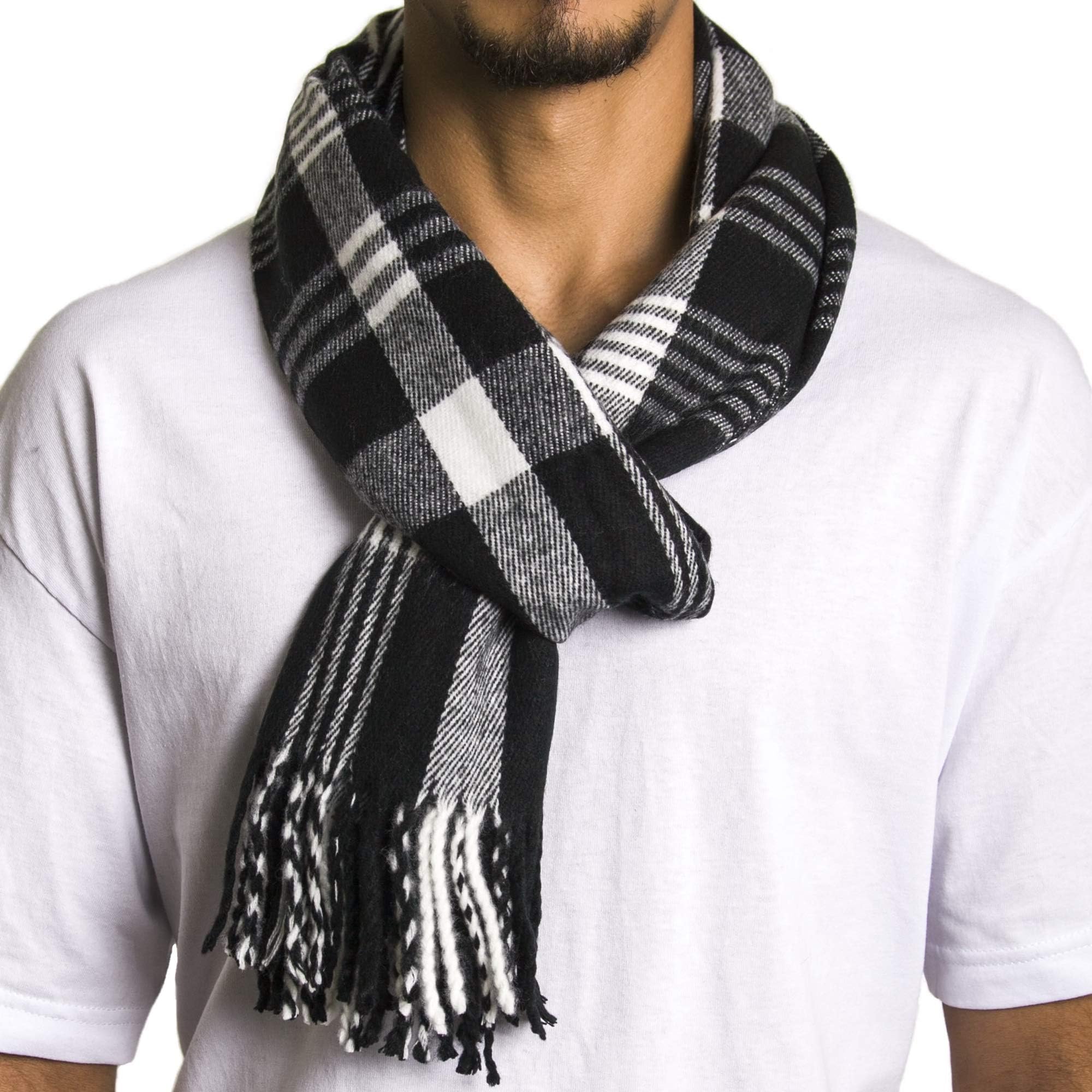 alpine swiss Mens Plaid Scarf Soft Winter Scarves Unisex