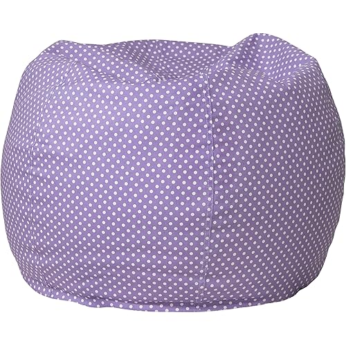 Flash Furniture Dillon Small Bean Bag Chair for Kids and Teens, Foam-Filled Beanbag Chair with Machine Washable Cover, Lavender Polka Dot
