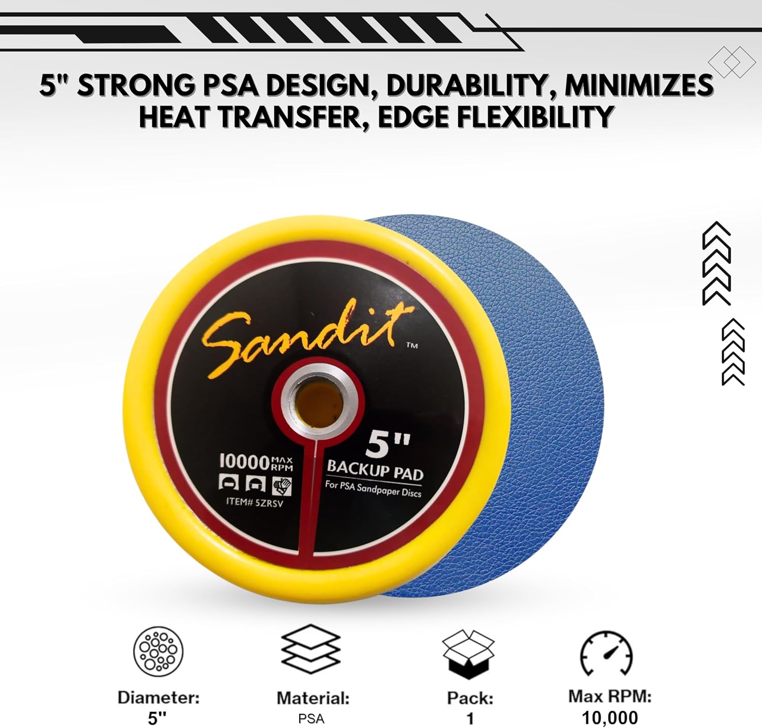 5" Sandit Backer Pad Hook & Loop PSA Backing Plate - Use Angle Grinder Sanding Polishing Discs - Accessories Sanding Buffing H&L Polishing Pads Backup Pads (Pressure Sensitive Adhesive)