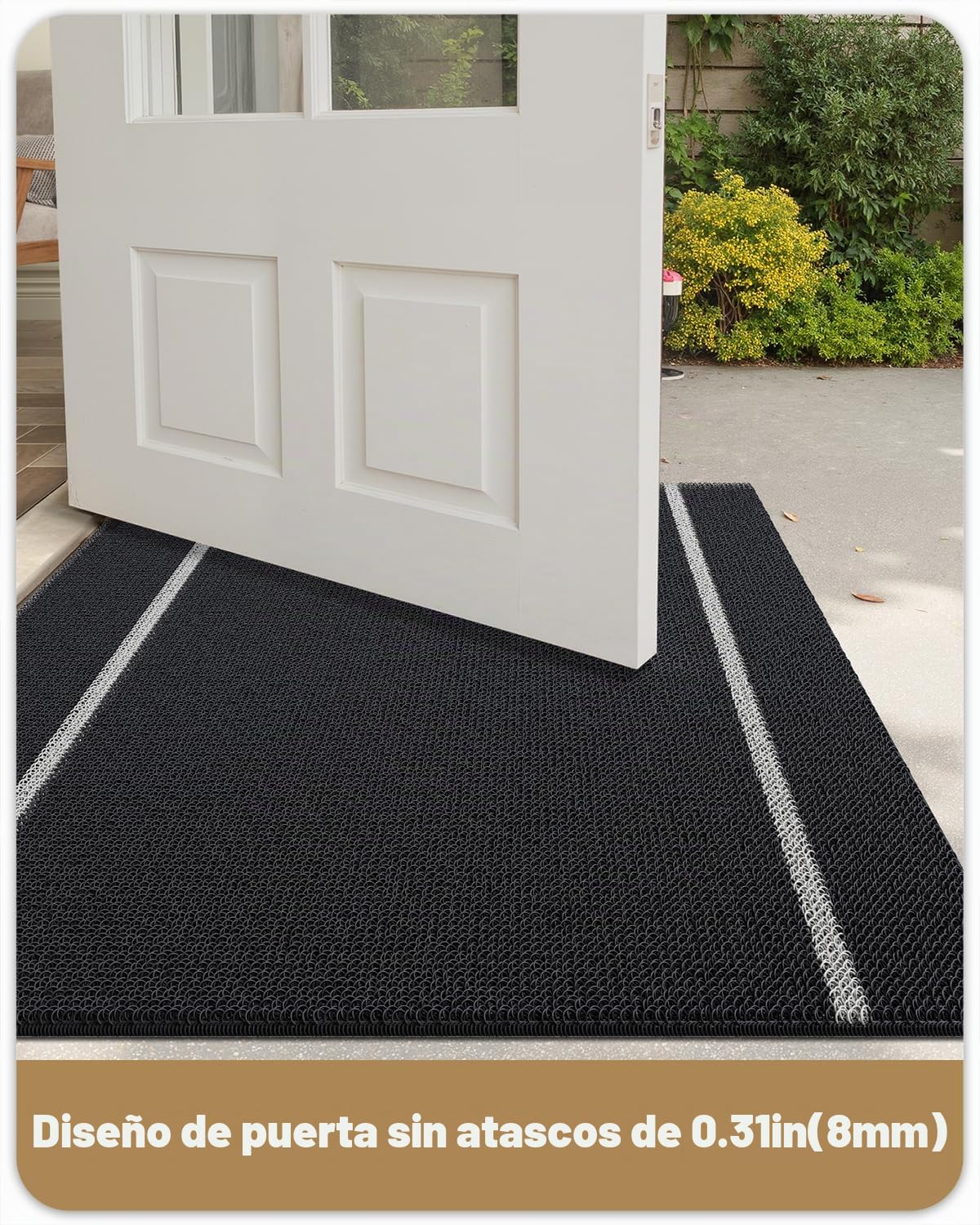 Color G Felpudo Entrada Casa, Felpudo Exterior Impermeable, Alfombra Entrada Casa Lavable Atrapar Suciedad, Alfombrilla Antideslizantes Cuidado Fácil para Exterior, Pasillo (60x120 cm, Negro)