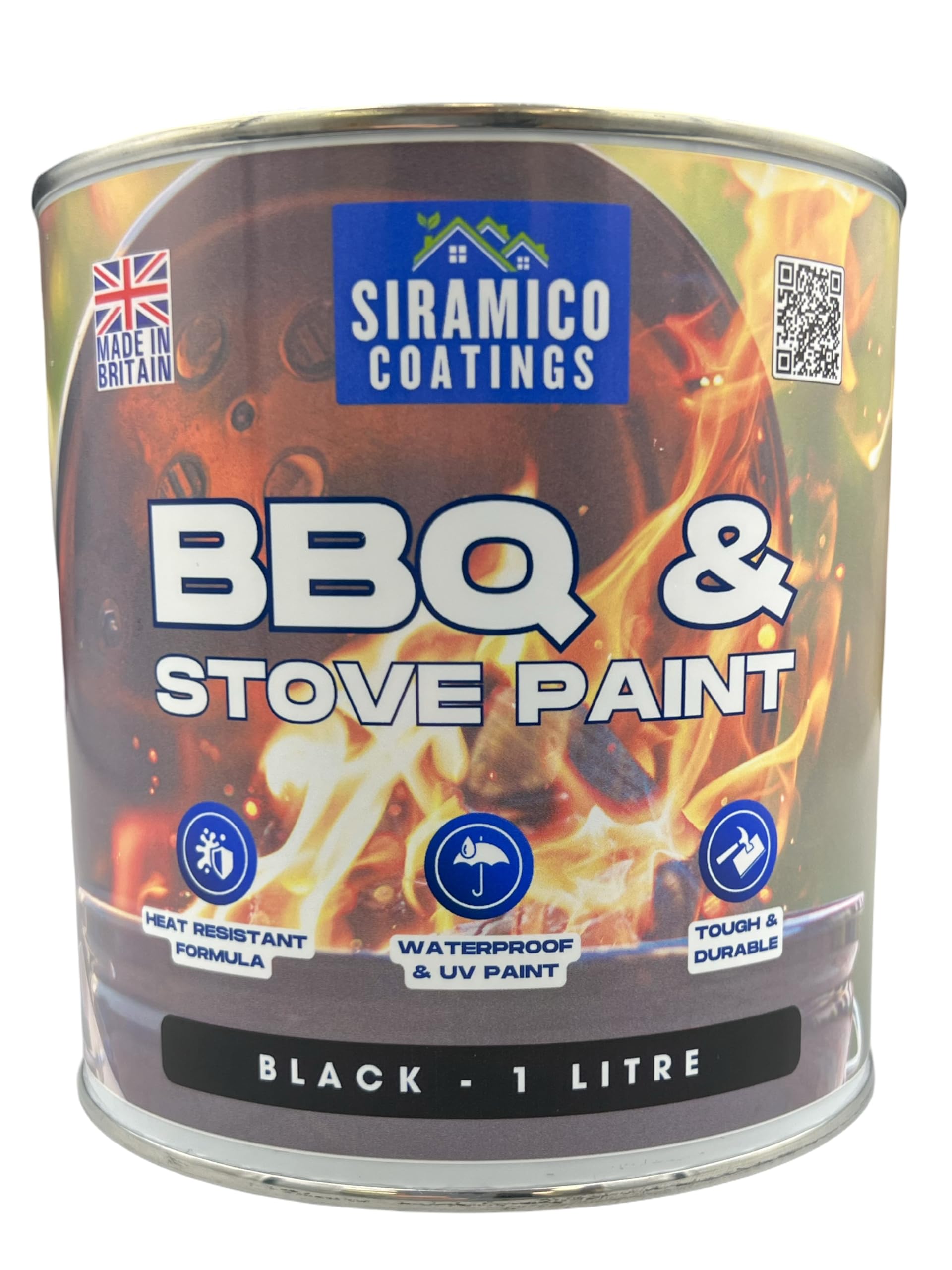 SIRAMICO COATINGS BBQ & Stove Paint - High Temperature Paint 1000°c (Black, 1 Litre)