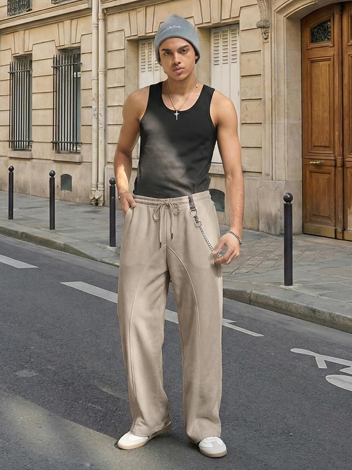 JMIERR Men's Casual Baggy Pants Wide Leg Travel Pants Streetwear Joggers with Pockets - Image 6