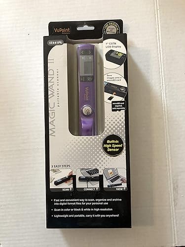 Solutions PDS-ST441PU-VP Escáner portátil de varita mágica con pantalla de vista previa, resolución de 900 DPI, USB 2.0 (morado)