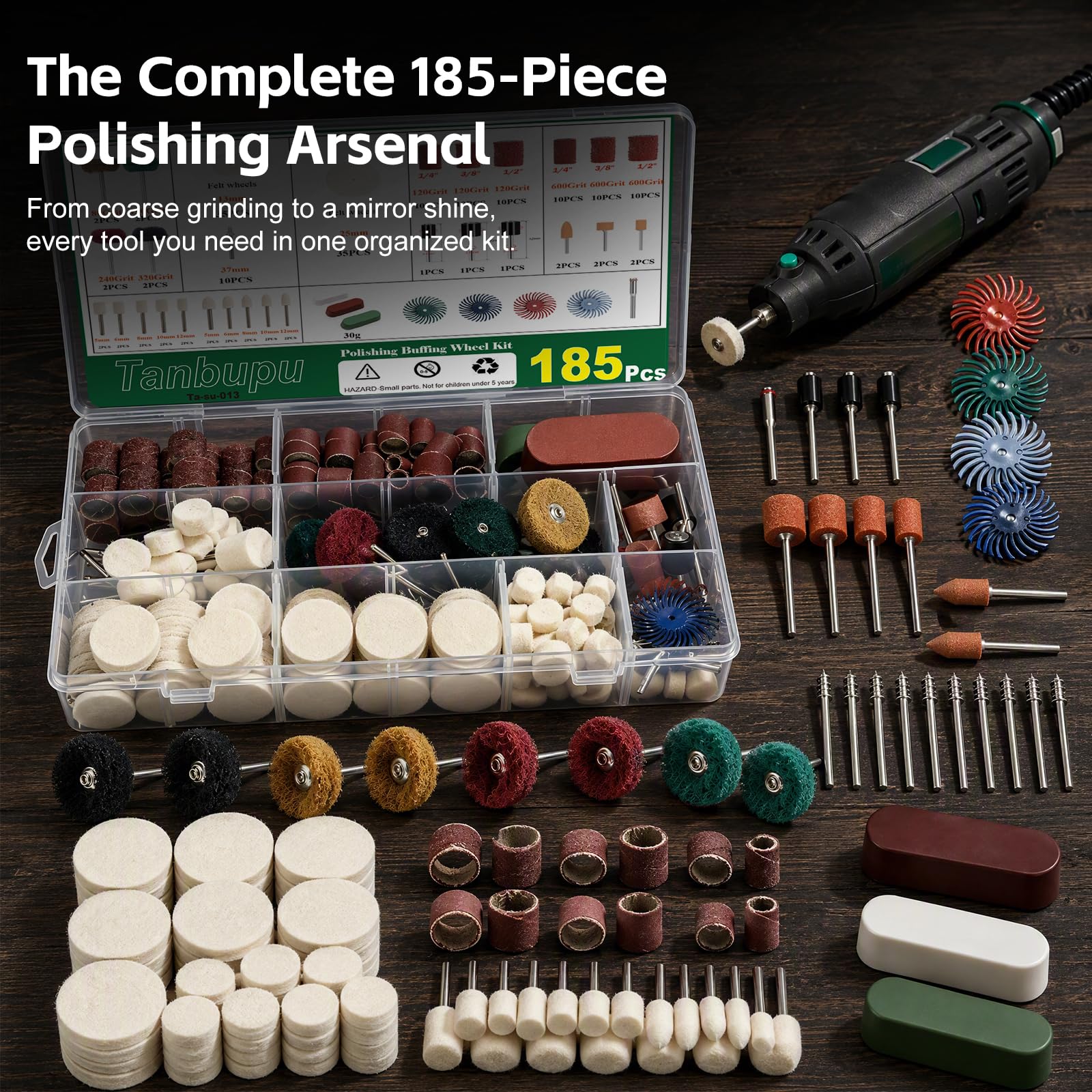 Dremel Polishing Kit - 185 Piece Buffing Set -7