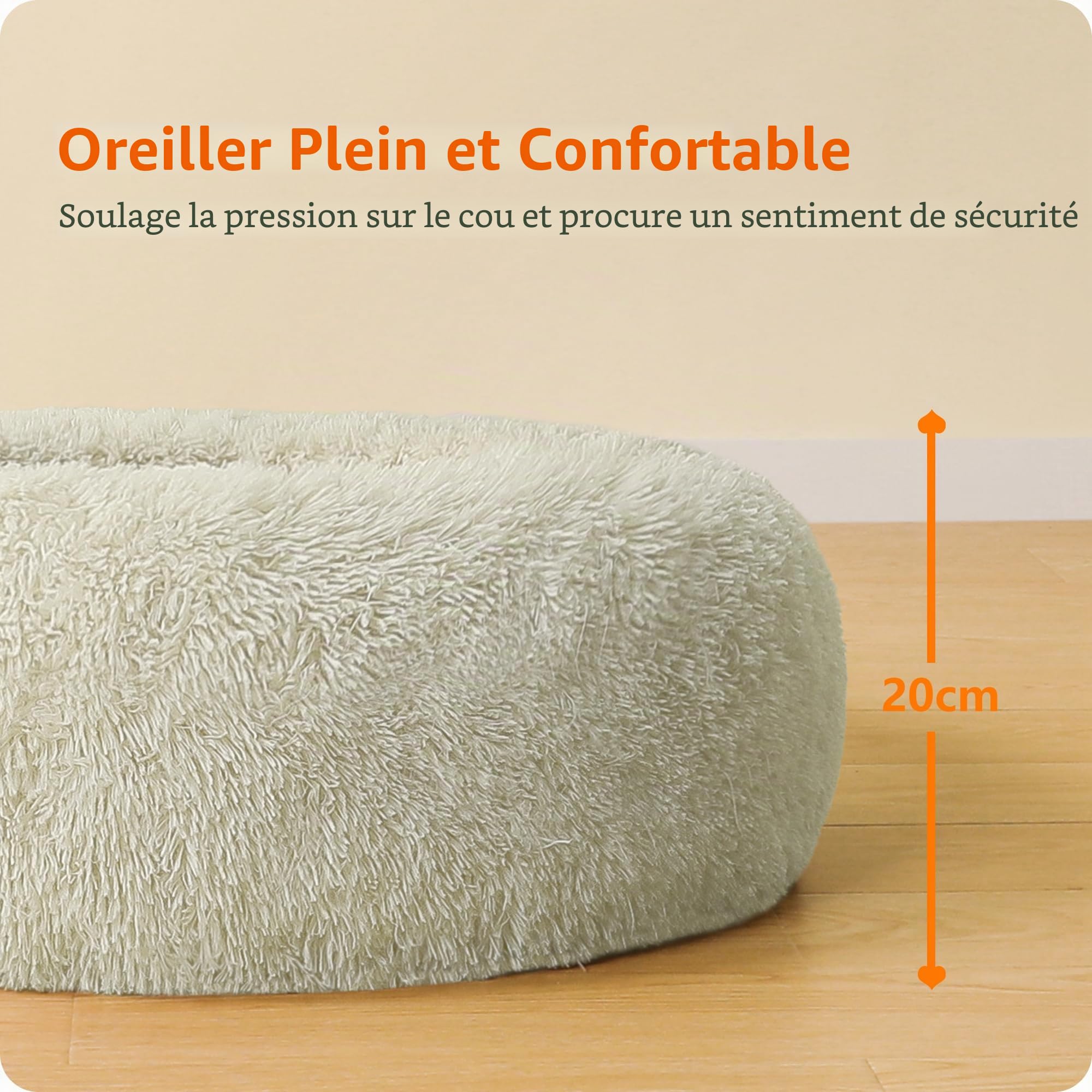 HMTOPE Lit orthopédique pour chien rond Coussin pour chien Canapé pour chat Lit en forme de donut Doux Panier pour chien Lavable, 100 cm Ø, Beige