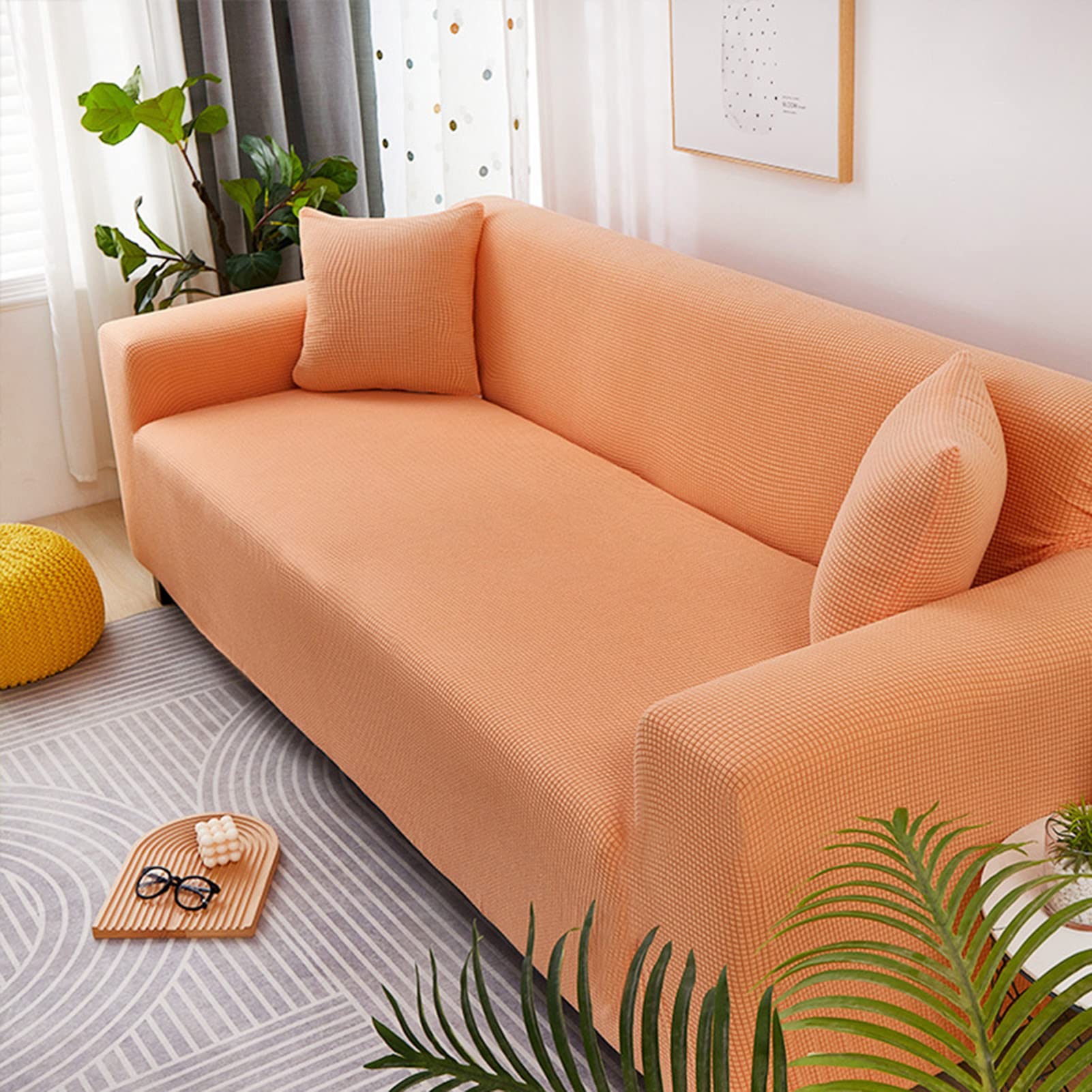 Housse de canapé 2 places extensible jacquard pour stopper les plis