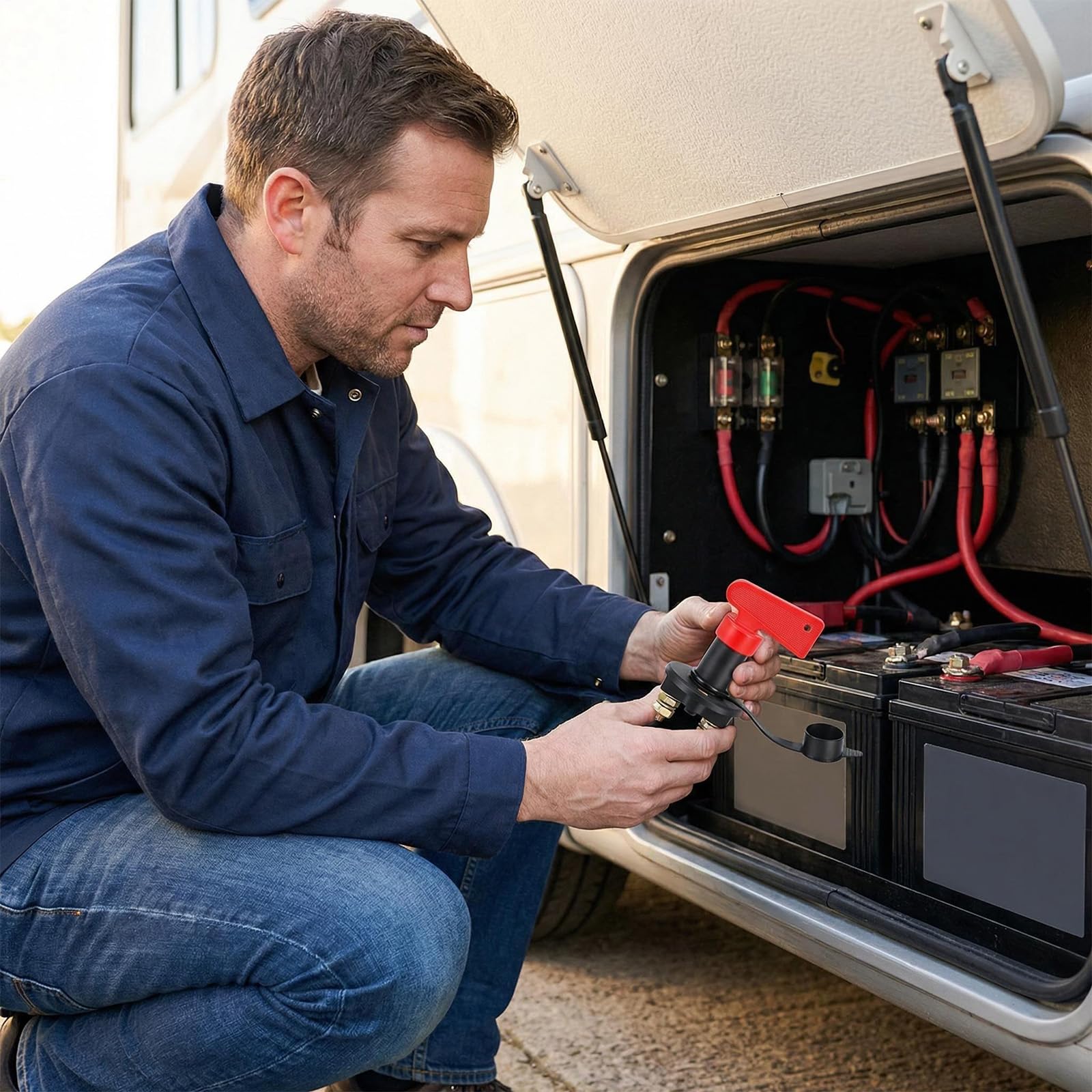 Isolateur de Commutateur Principal de Batterie 12V avec 2 Clés, Coupe Circuit Batterie 12V 300A pour Voiture, Bateau, Interrupteur de Batterie Principal de Déconnexion, Coupe Batteria Voiture et Moto