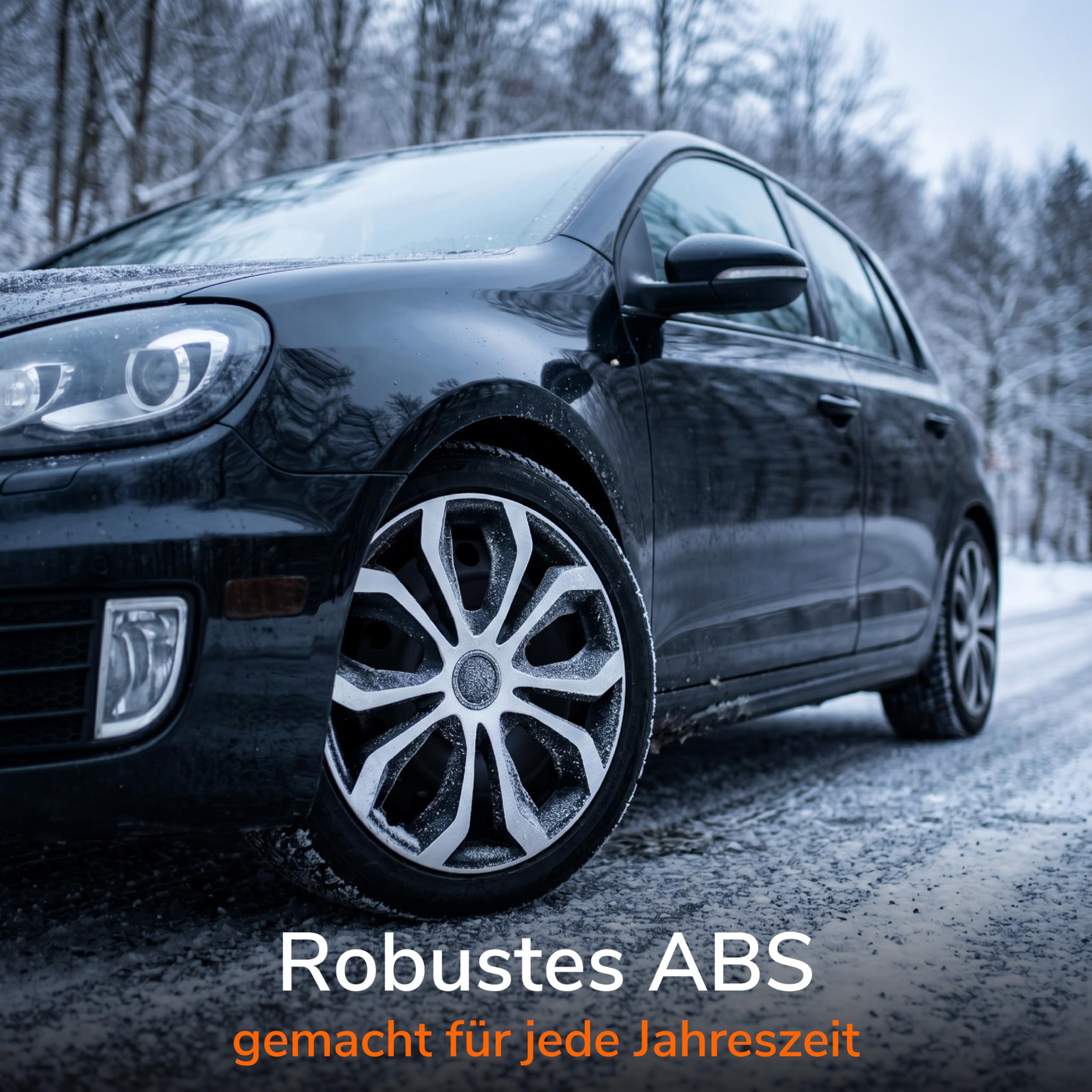 Upgrade4cars Radkappen 16 Zoll Schwarz Silber 4er Set | Radzierblenden Universal für Stahlfelgen | Robuste ABS-Kunststoff Radblenden | Auto Felgenabdeckung R16