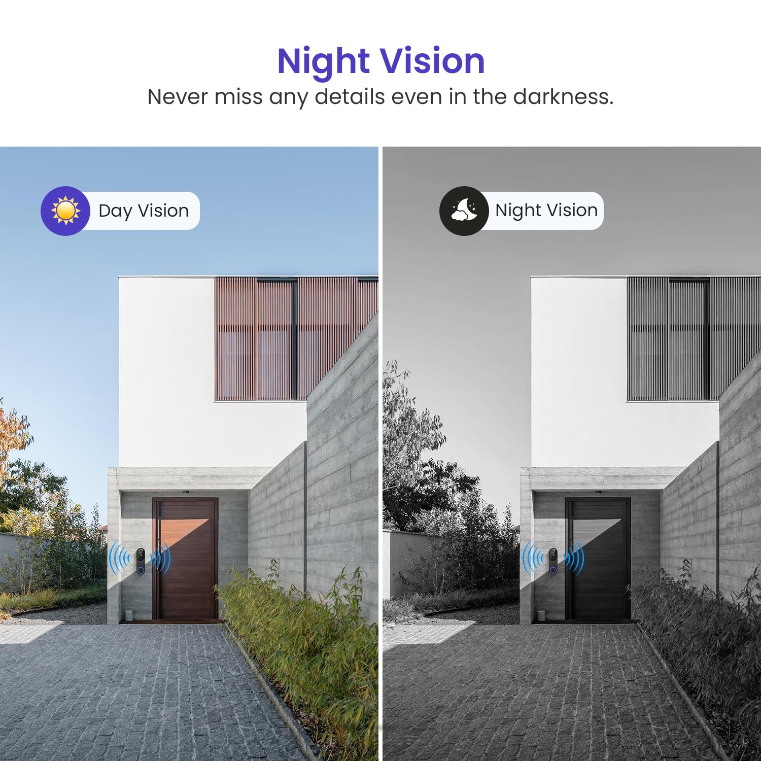 1080p Smart Video Doorbell Camera with AI Motion Detection Night Vision Cloud Storage 2 Way Audio Battery Powered — view 7