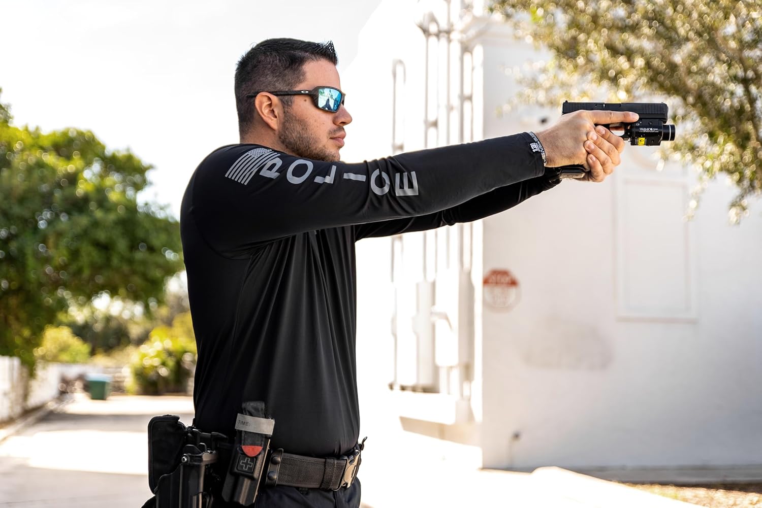 Police Cotton Blend Reflective Long Sleeve - USA Patriotic Durable Shirt - Ultra Soft Comfort.