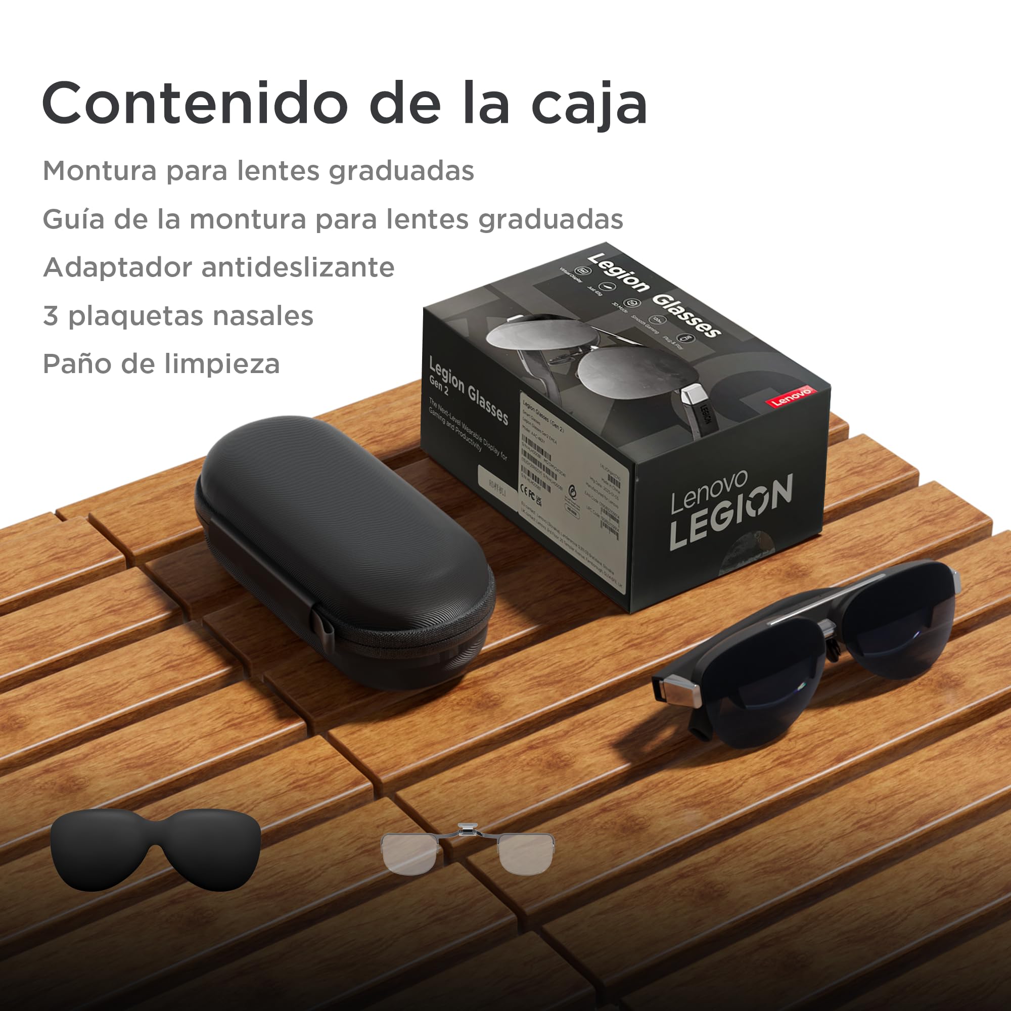 Lenovo Legion Glasses Gen 2- Gafas (Micro OLED, Plug and Play, 4 Botones, 1920 x 1080 px, Modo 2D/3D, Compatible con Lenovo Legion Go y Dispositivos con USB-C, Altavoces Integrados) – Color Negro