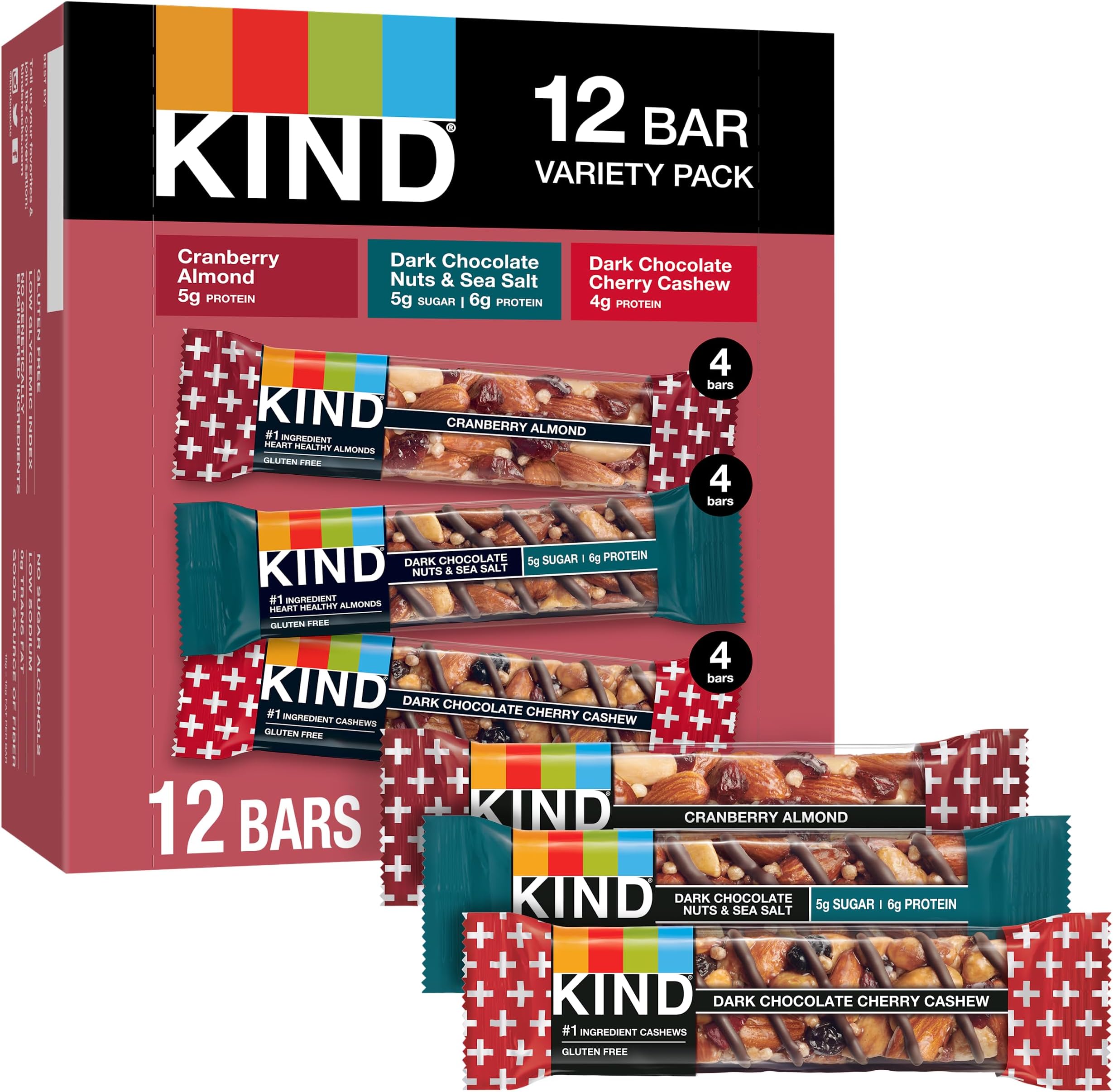 KIND Bars, Dark Chocolate Almond & Coconut, Healthy Snacks, Gluten Free, 12 Count