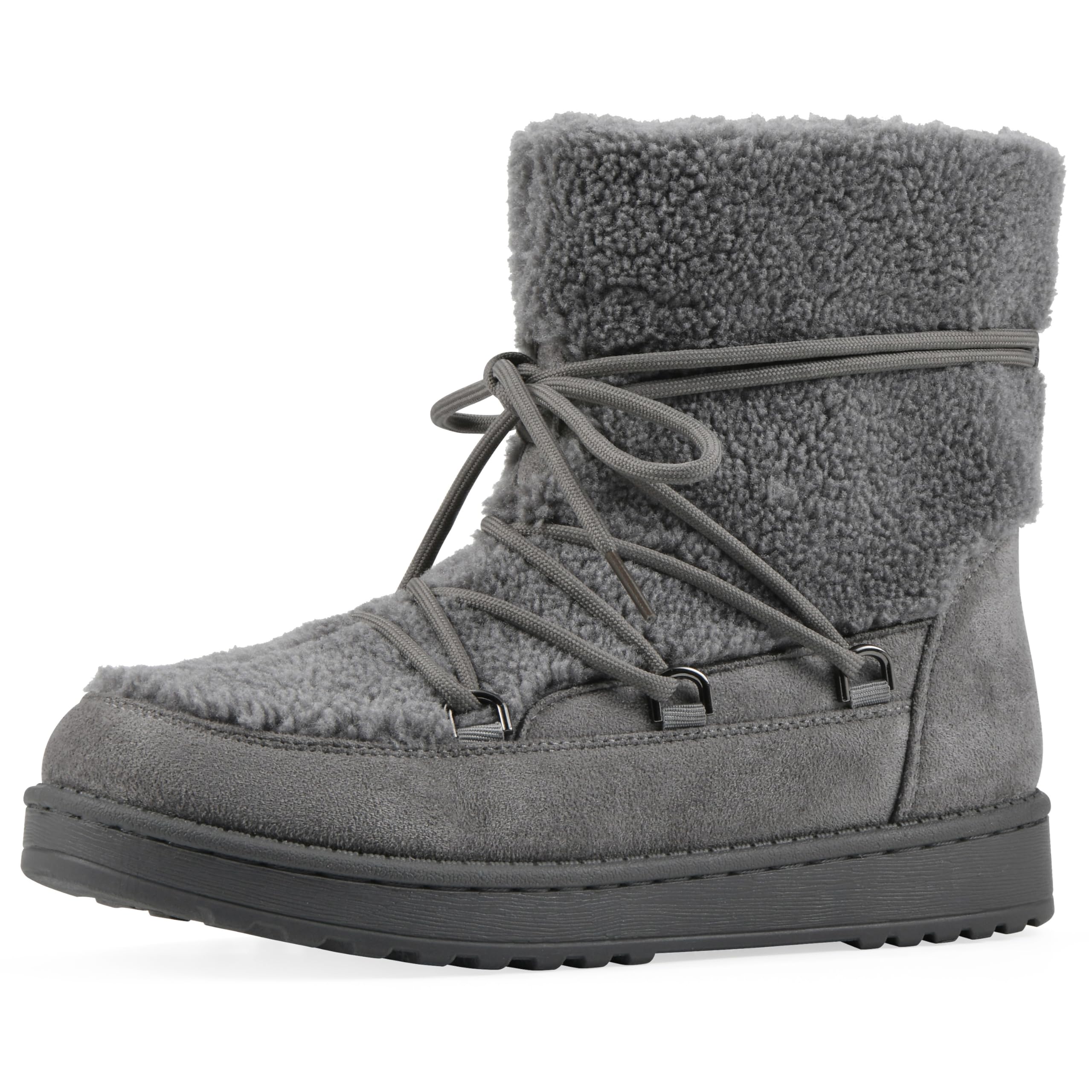 White Mountain Womens Isador Faux Sherpa Lace-Up Boot