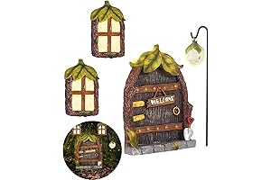Miniature Fairy Garden Doors and Windows with Lantern: Illuminating Tree Ornaments