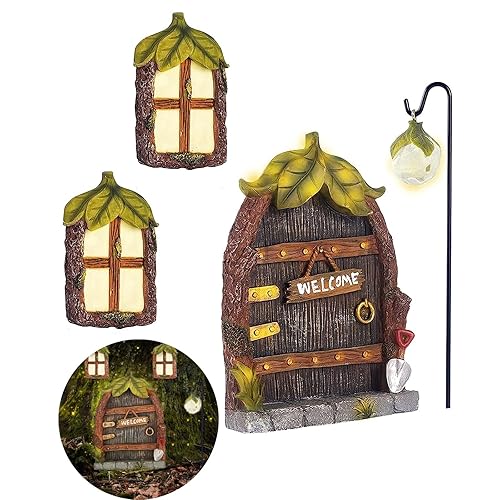 Miniature Fairy Garden Accessories Fairy Door and Windows for Trees,