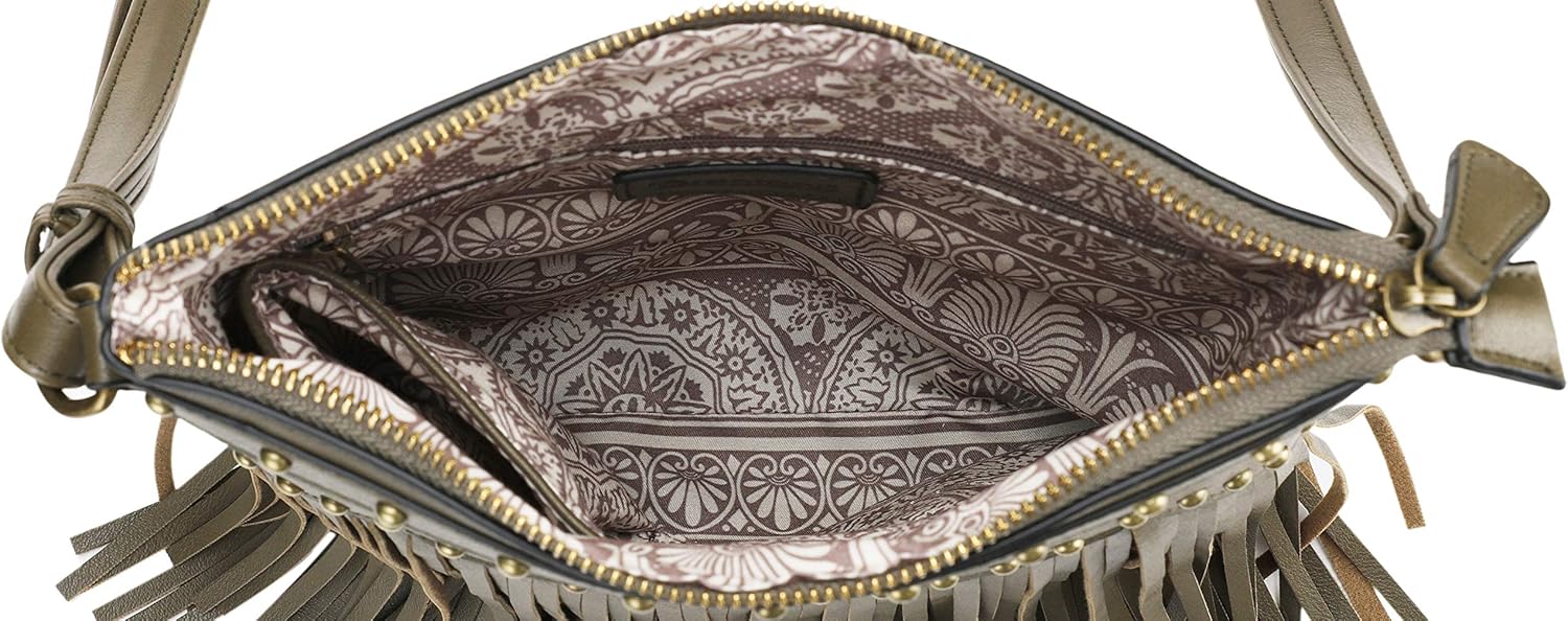 B BRENTANO Vegan Fringed Crossbody Bag with Studs